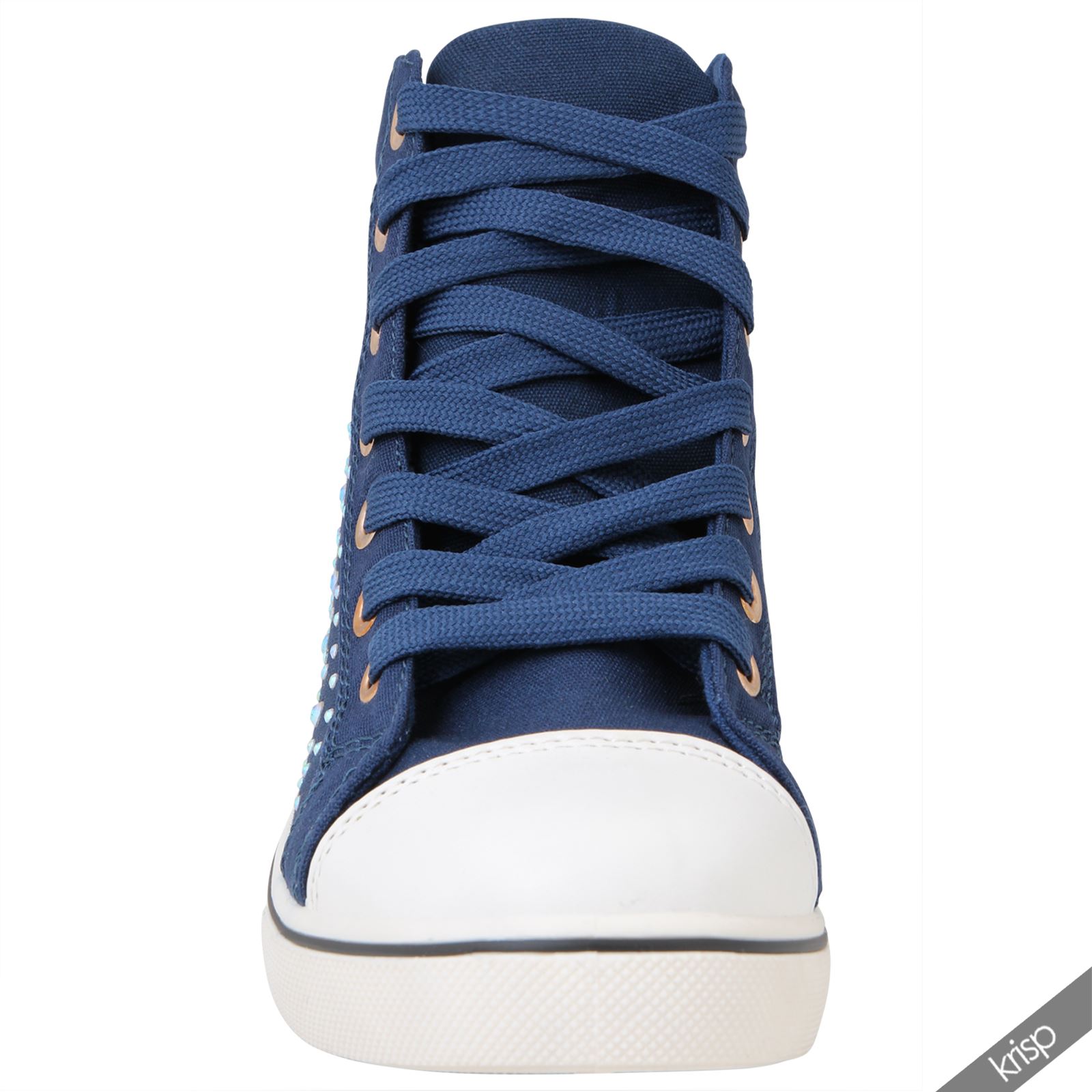 Womens Ladies Canvas High Tops Heel Wedge Trainers Sneakers Lace Up