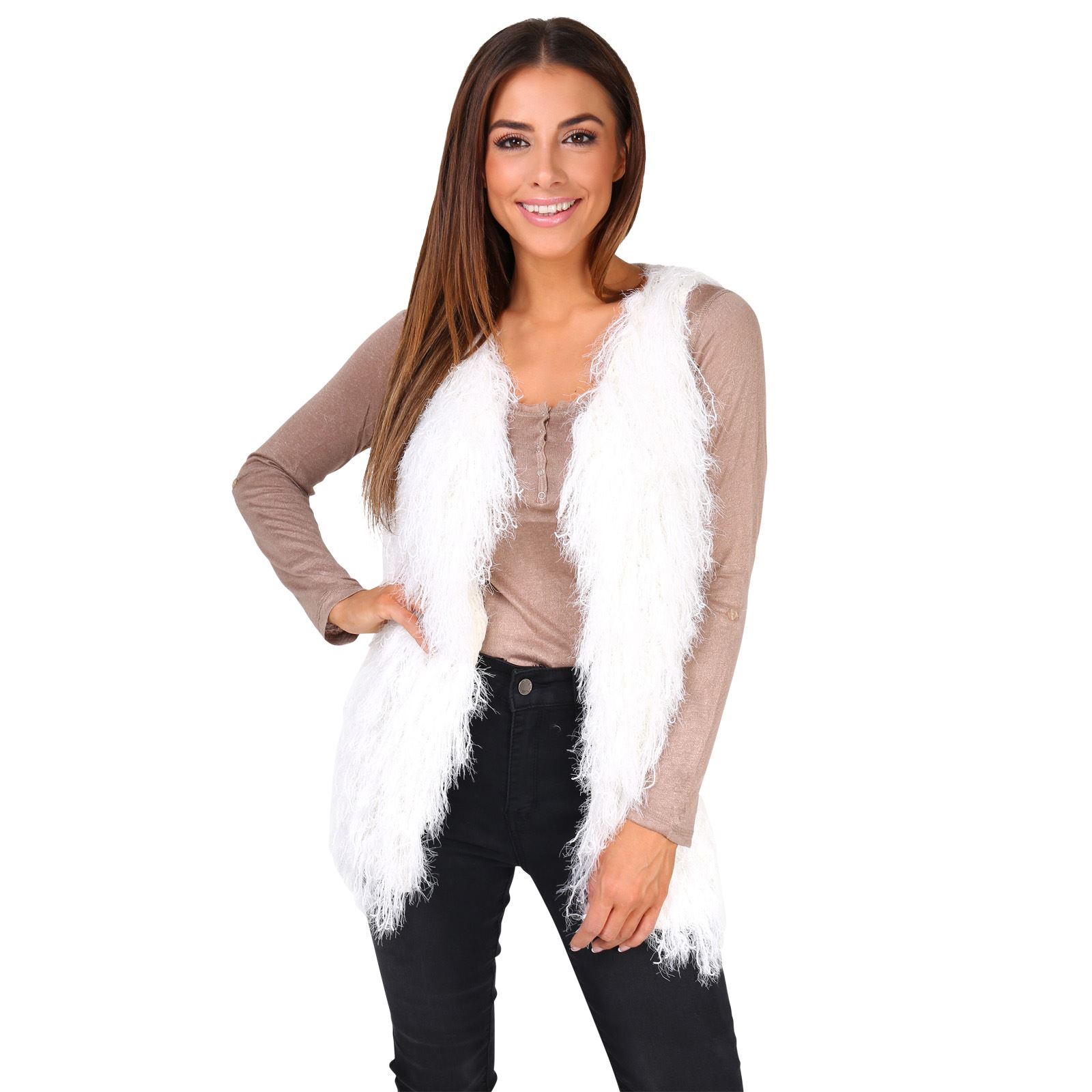 Women Faux Fur Gilet Vest Sleeveless Jacket Waistcoat Ladies Long Shrug Coat Top eBay
