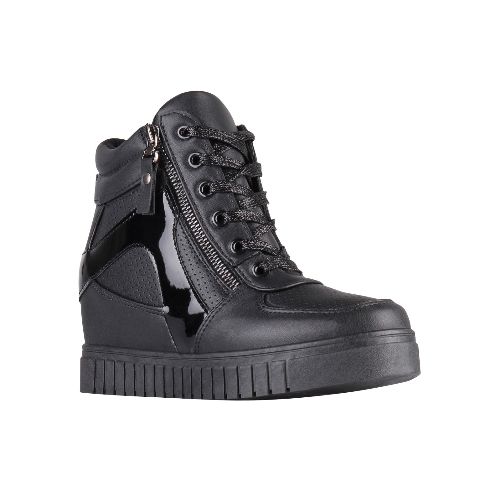 Womens Chunky Platform Metallic Zip Up Creeper Trainers Sneakers Shoes Size 3-8 | eBay