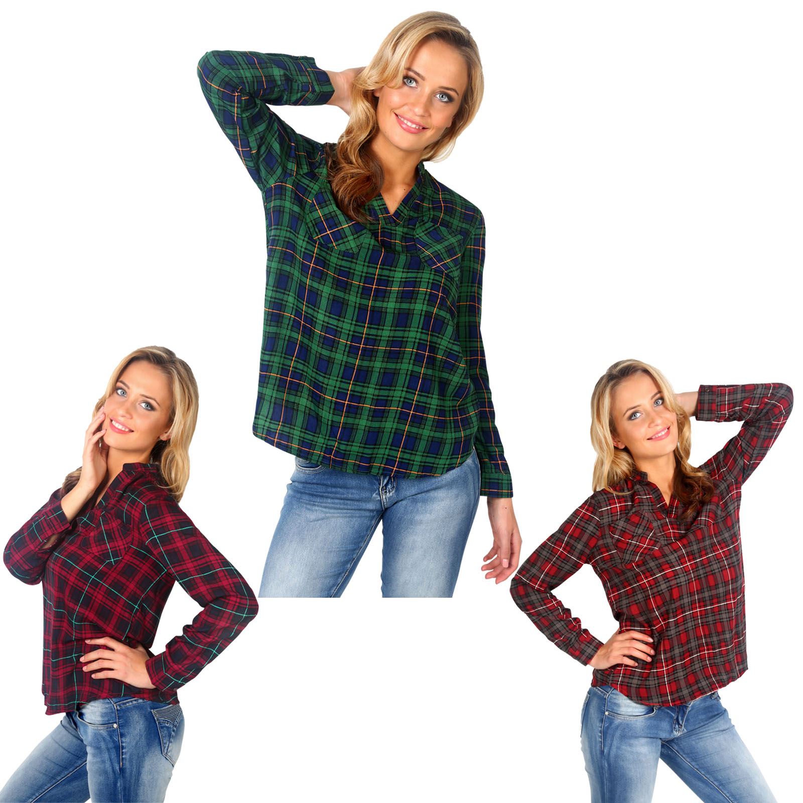 Womens Classic Check Tartan Shirt Ladies Long Buttoned Lumberjack