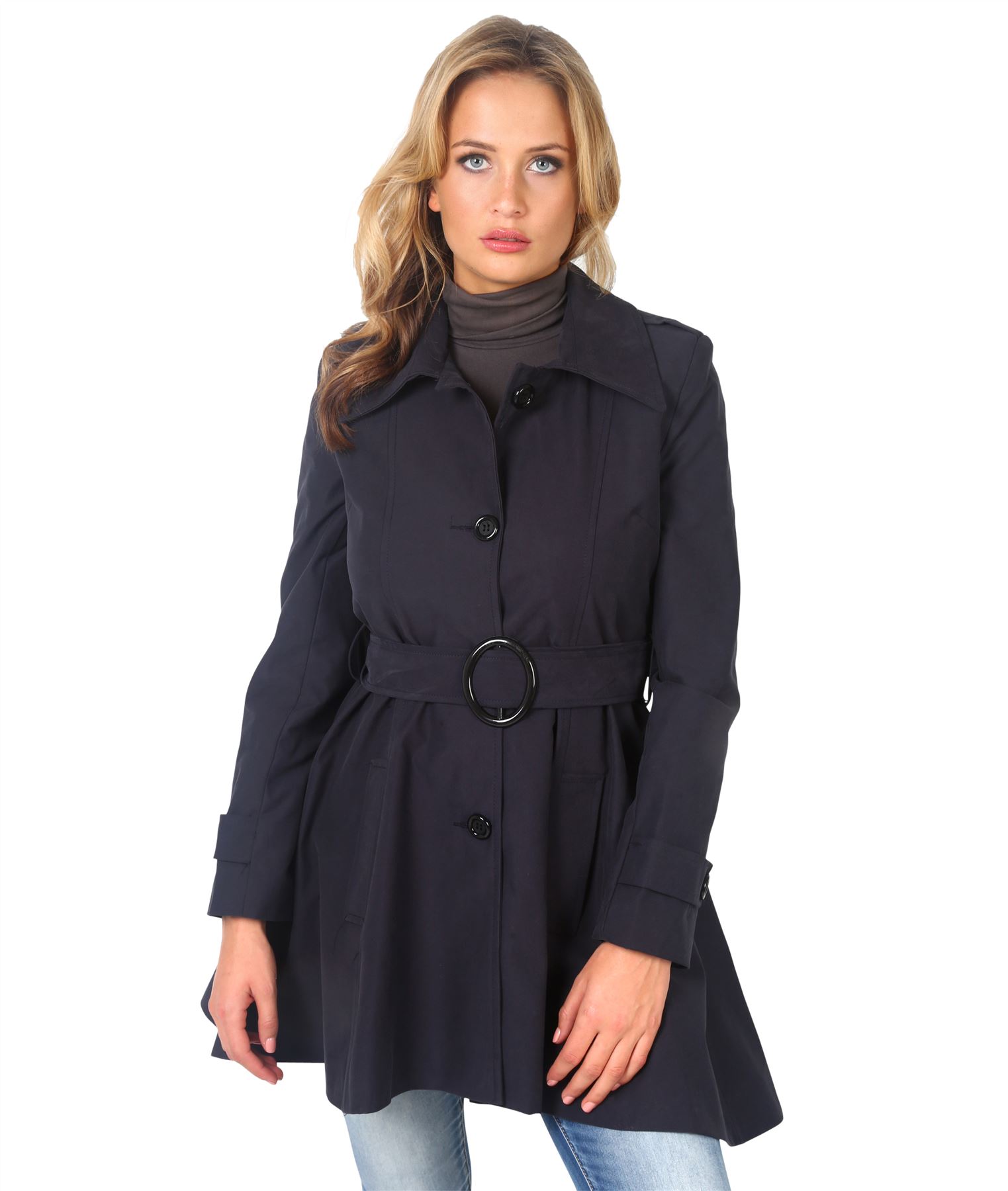 UK Ladies Classic Asymmetric Mac Jacket Womens Military Belted Trench Coat eBay