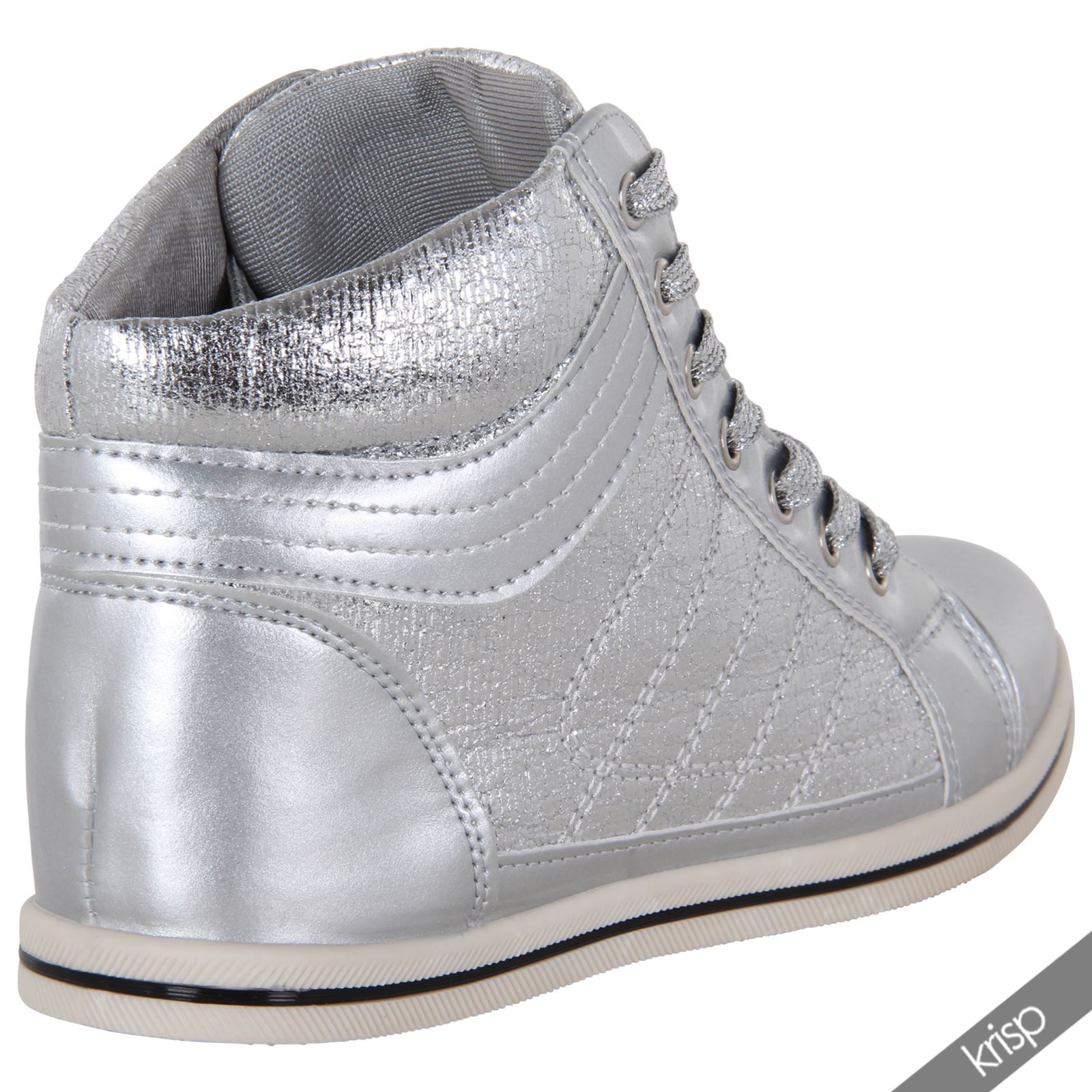 Womens Shiny Patent Leather Metallic Flat Ankle Trainers Sneakers Shoes Fashion | eBay