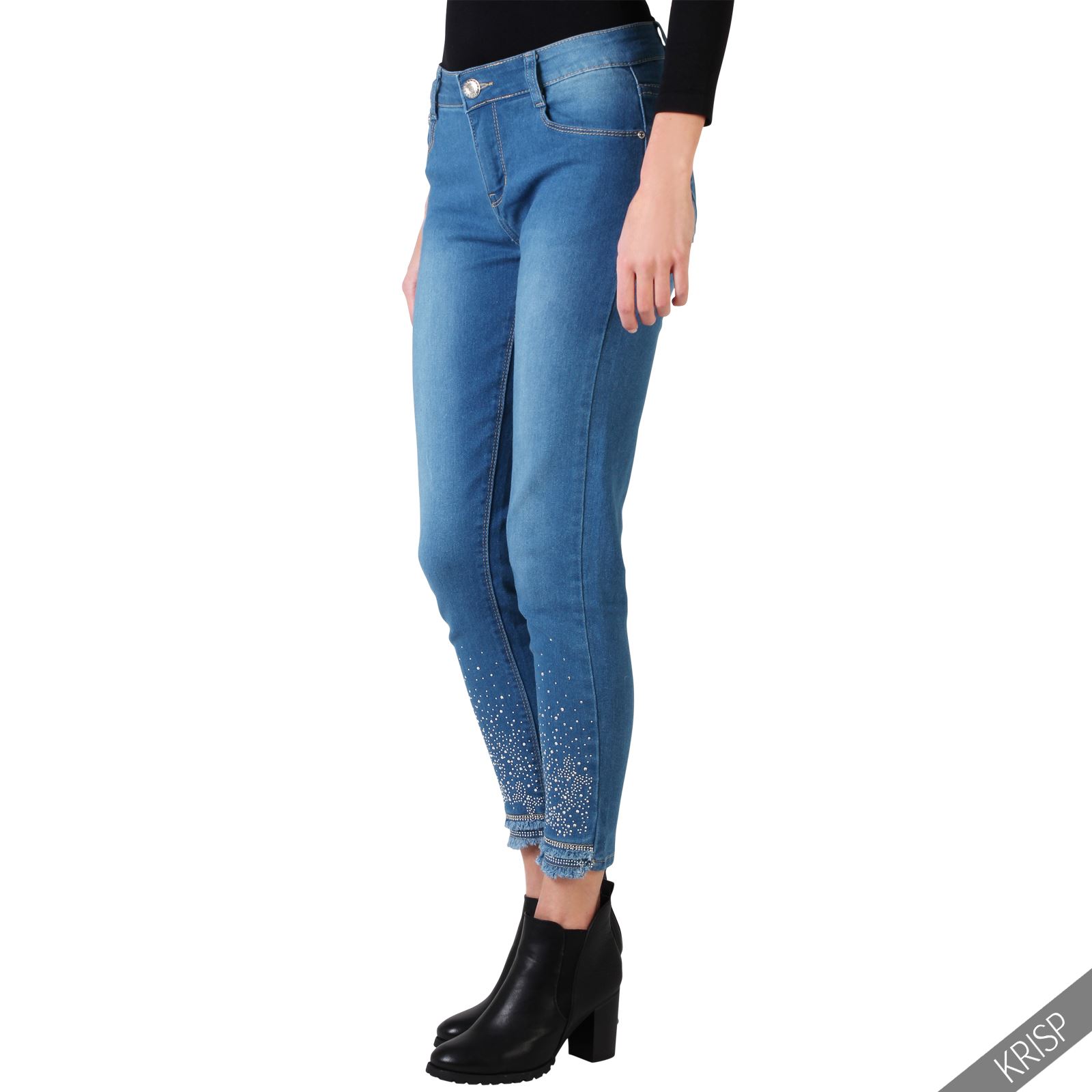 Women Stretch Denim Slim Fit Skinny Jeans Casual Colour Trousers Pants