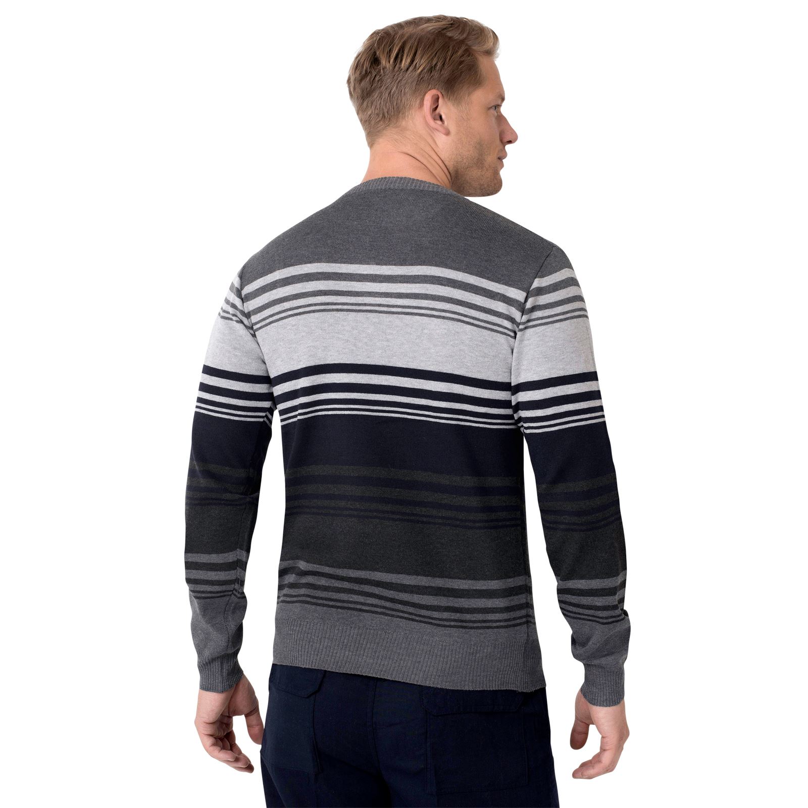 Mens Wool Feel Knitted Jumper Smart Casual Navy Grey Light Warm Winter | eBay