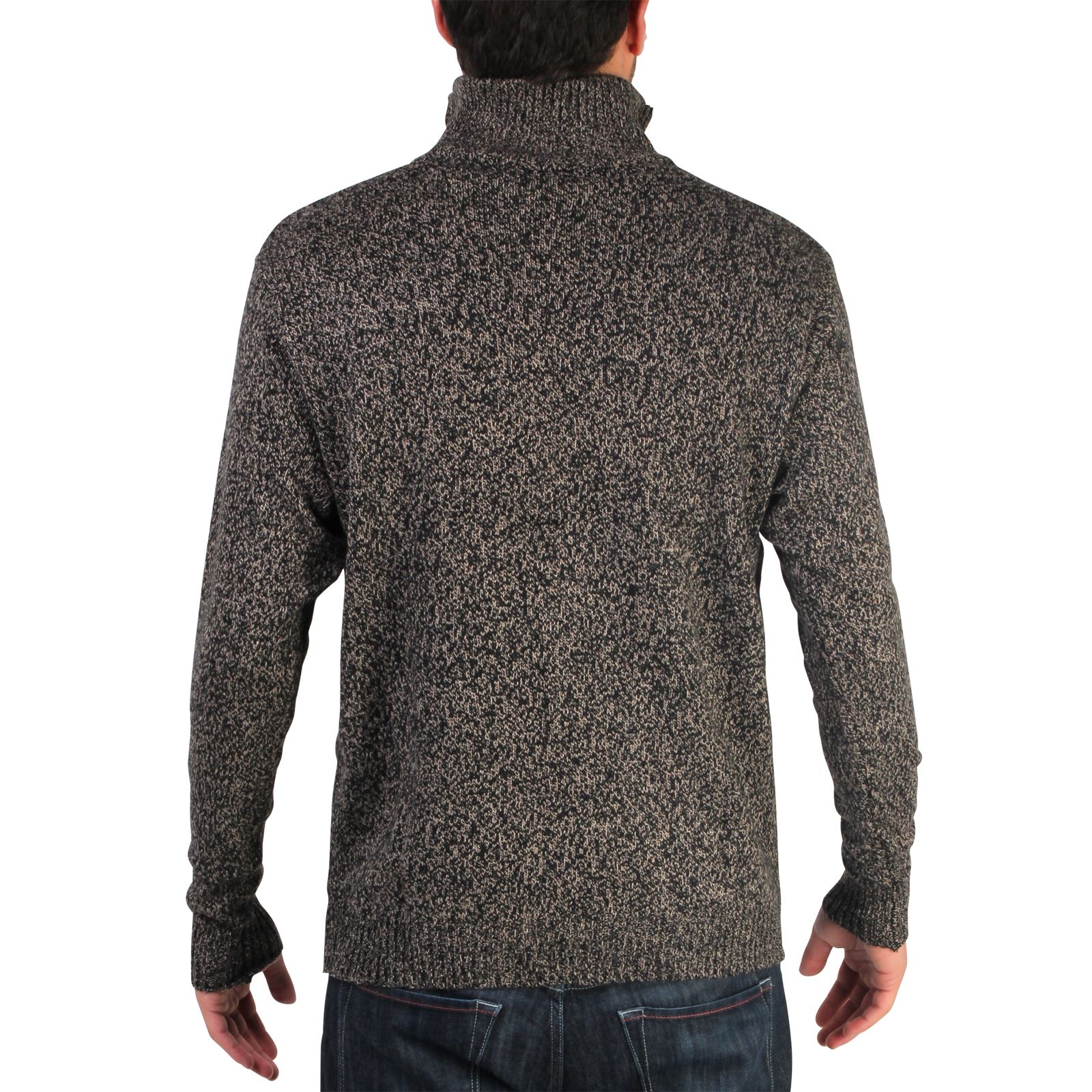 Mens Soft Wool Knit Half Zip Funnel Neck Jumper Sweater Top Grandad