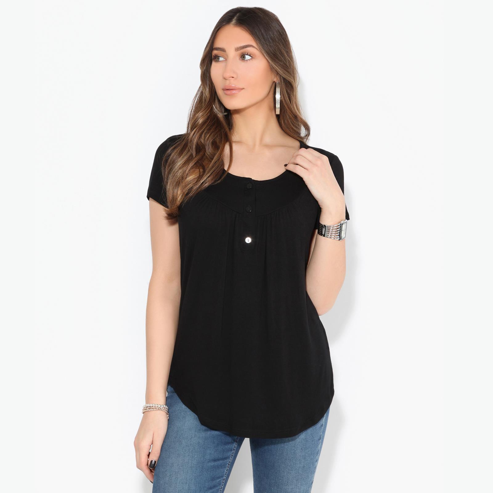Mujeres Mangas Cortas Suelto Prenda para el torso Damas Acampanada Camiseta Informal Blusa de Verano Plus - Imagen 2 de 7