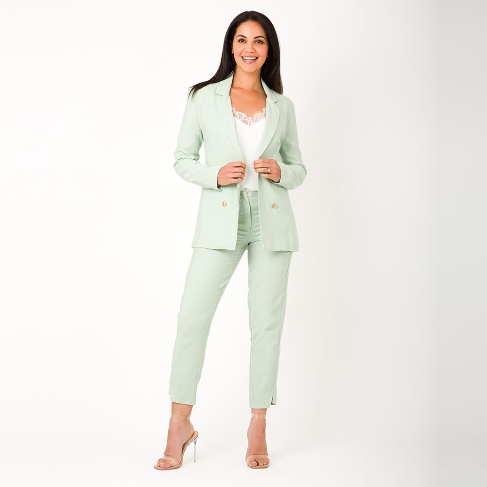 Women Slit Tapered Leg Smart Trousers Slim Suit Pants Formal Work Party Office - Picture 5 of 6