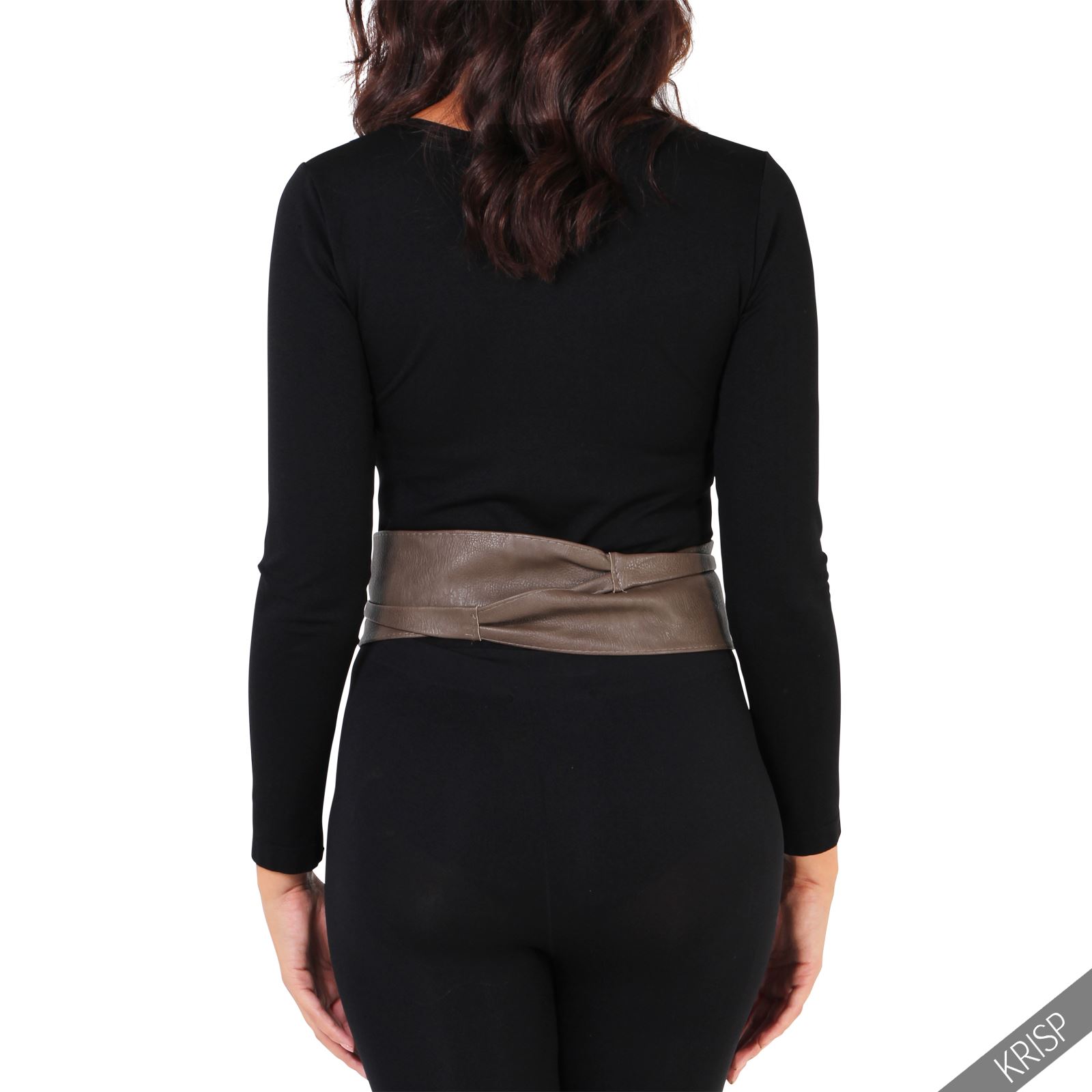 Women Soft Faux Leather Wide Self Tie Wrap Around Obi Waist Band Cinch