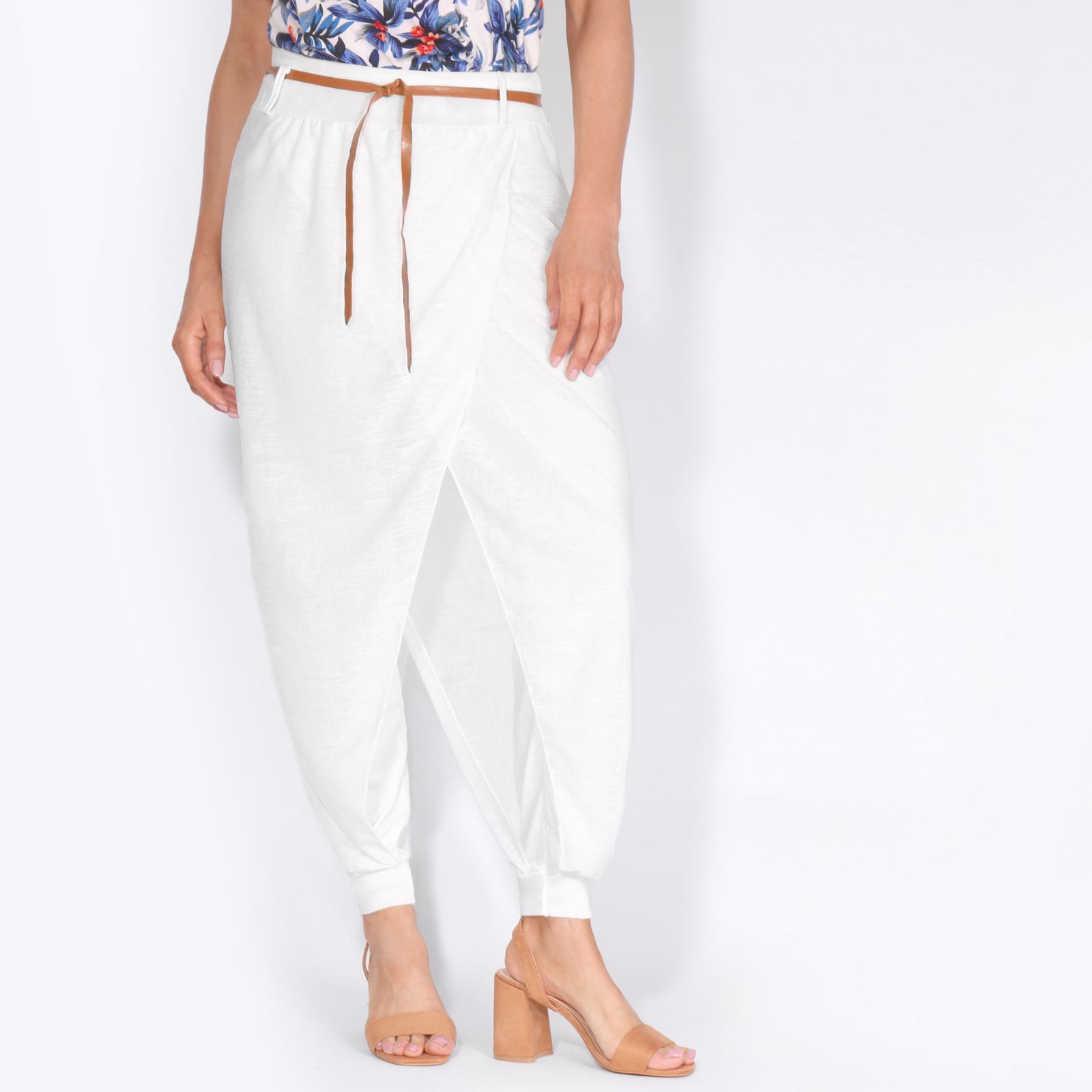 Womens Boho Wrap Over Genie Baggy Casual Summer Harem Trousers Pants