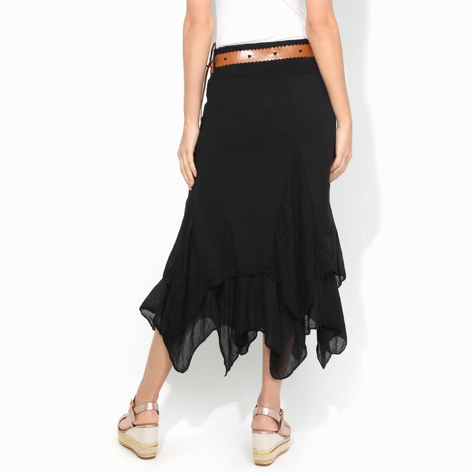 Womens Boho Gypsy Skirt Maxi Drape Long Tiered Cotton Lace Hitched Hem Festival - Picture 3 of 15