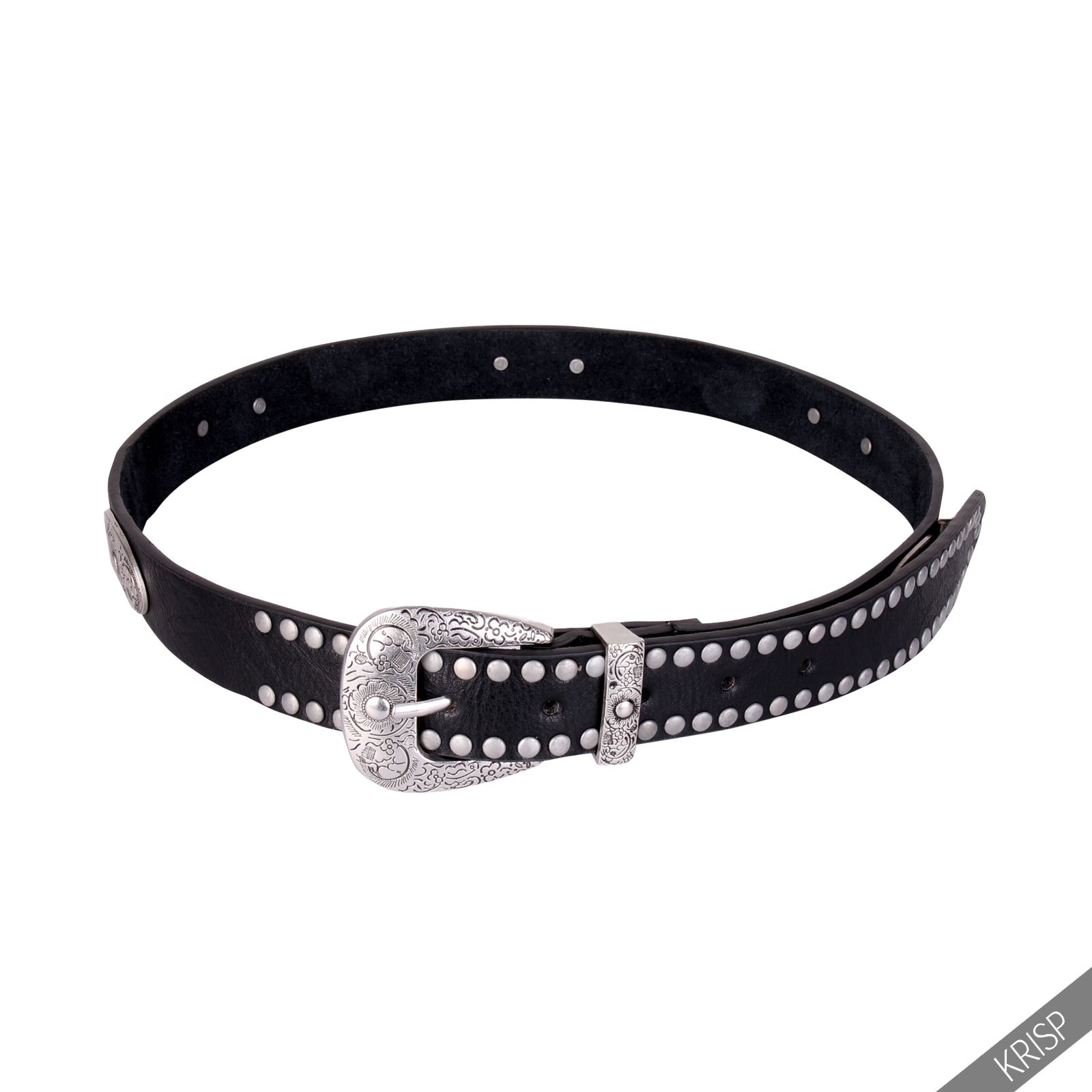 Womens Double Buckle Thick Quality Leather Wide Western Belt Ladies