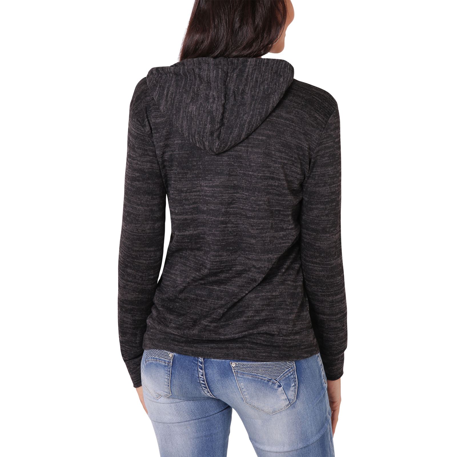 Damen Leichtes Kapuzenshirt Hoodie Sweatshirt Meliert Baggy Boyfriend