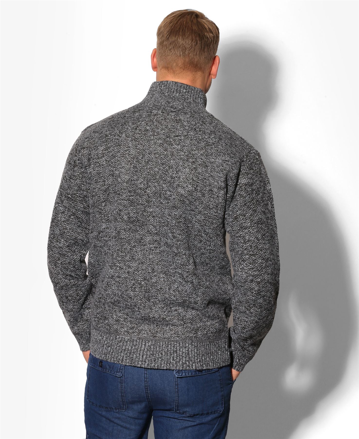 Mens Zip Up Cardigan Fleece Lined Sweater Winter Jumper Knitted Jacket