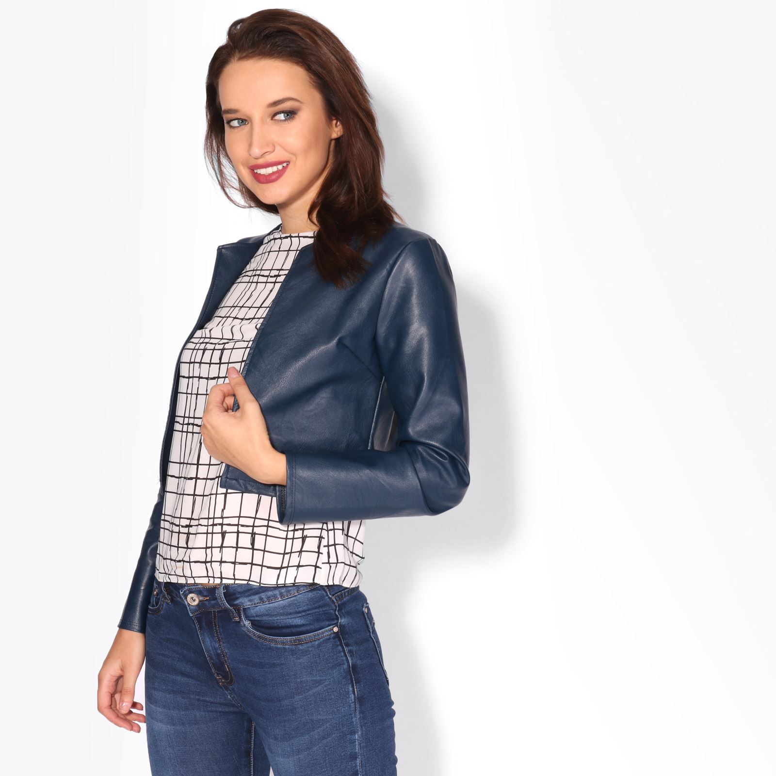Damen Casual Blazer Crop Top Langarm Weste Elegante Jacke  