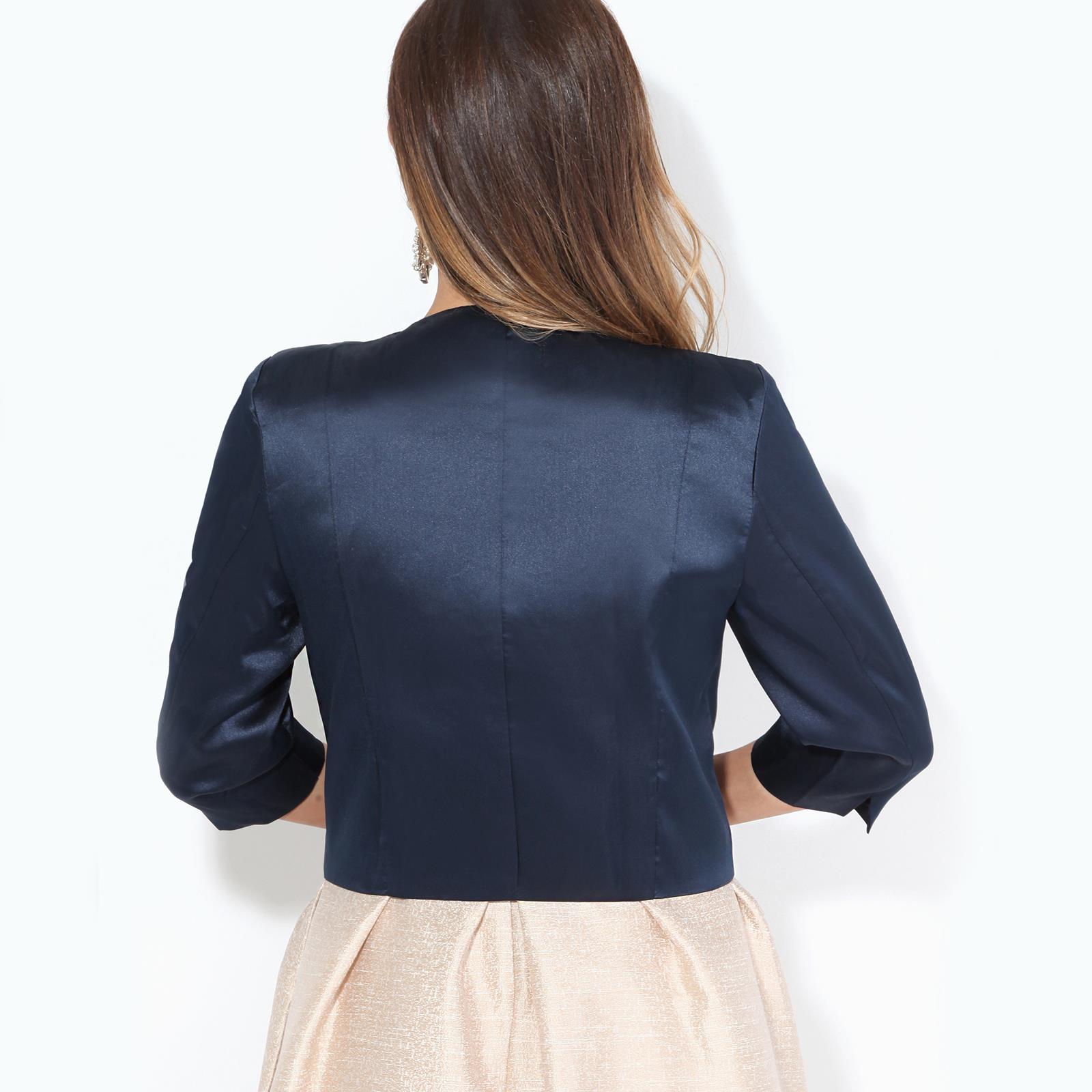Women Ladies Vintage Bolero Shrug Tailored Jacket Open Crop Blazer
