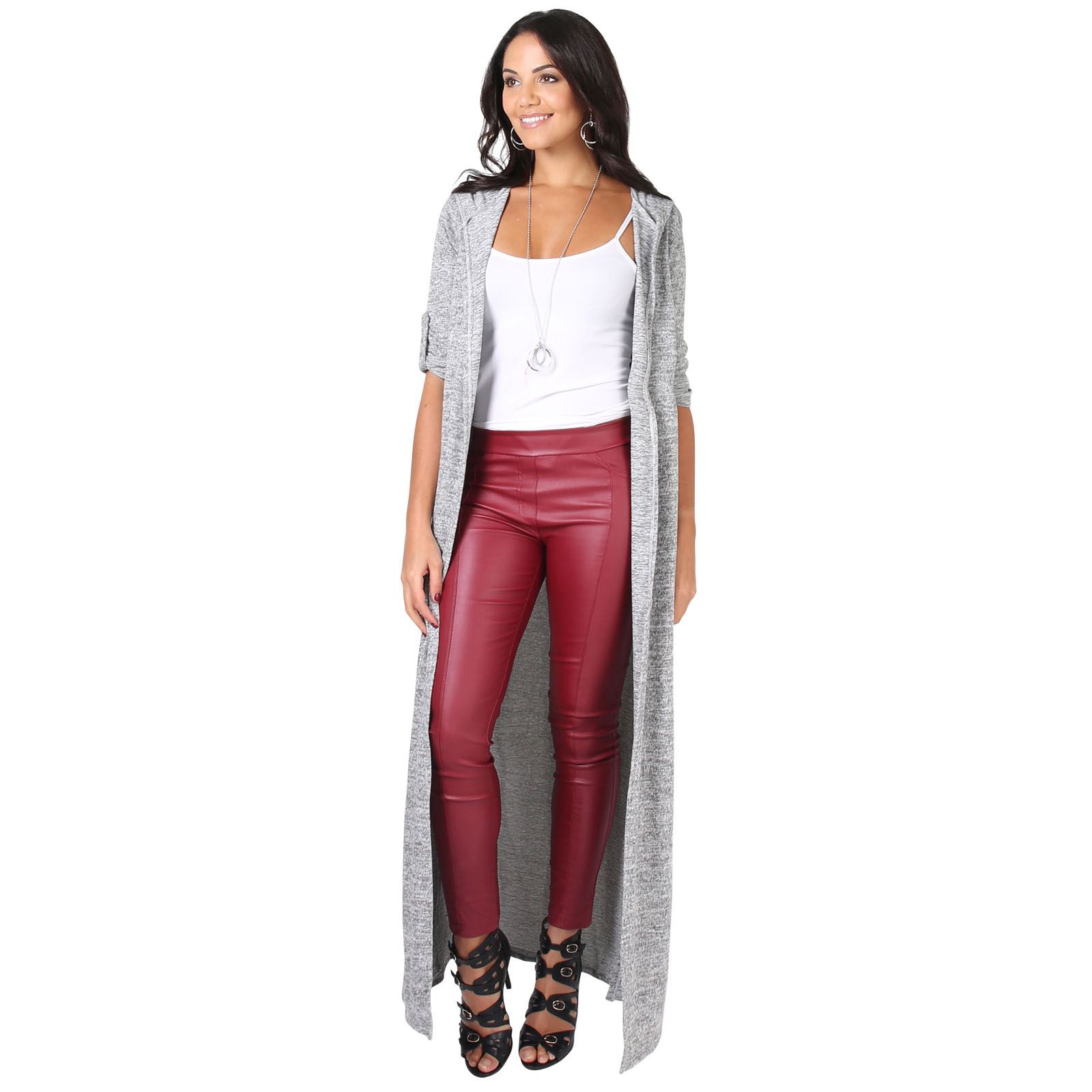 Womens Soft Knit Hooded Long Cardigan Sweater Shrug Tunic Top Duster