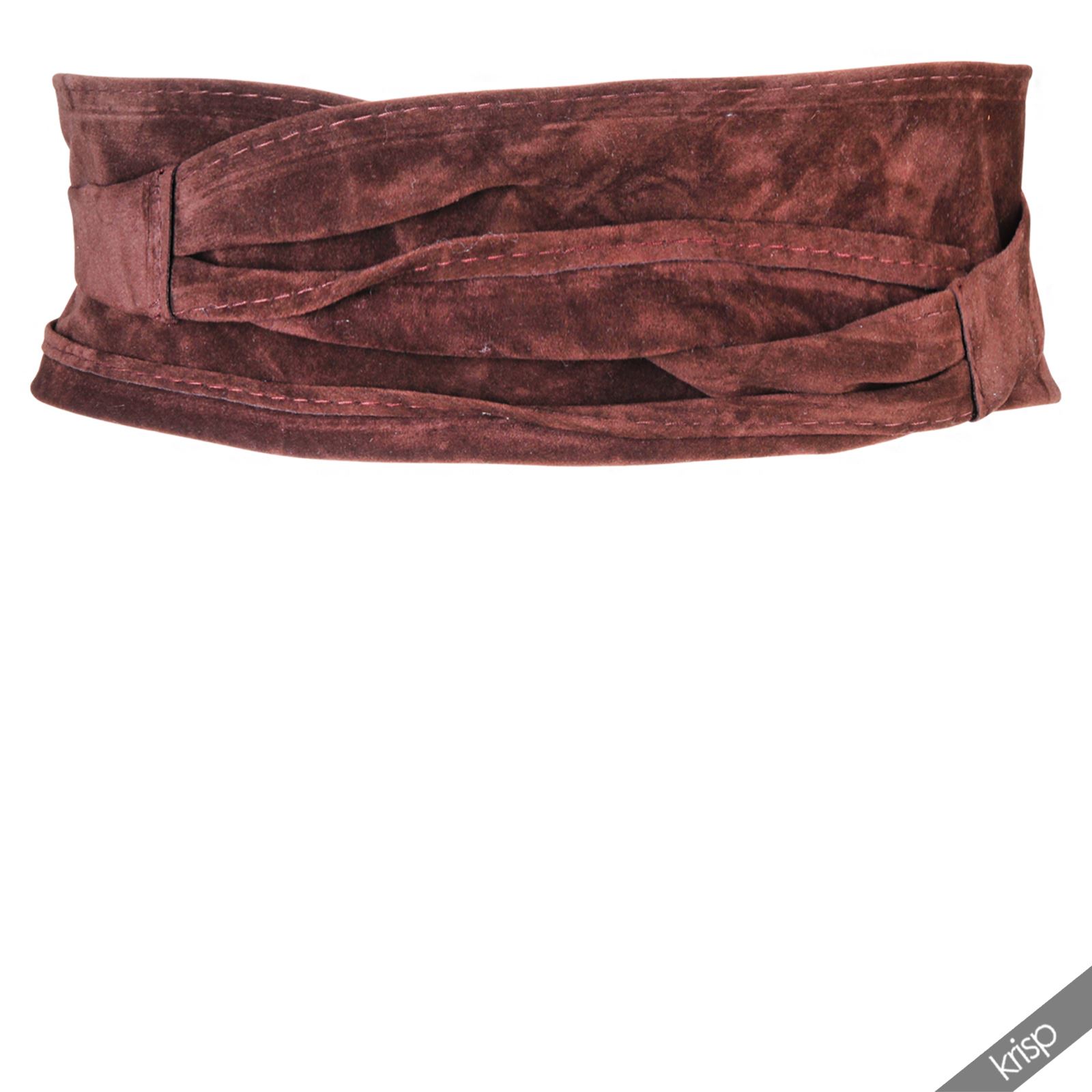 Women Soft Faux Leather Wide Self Tie Wrap Around Obi Waist Band Cinch