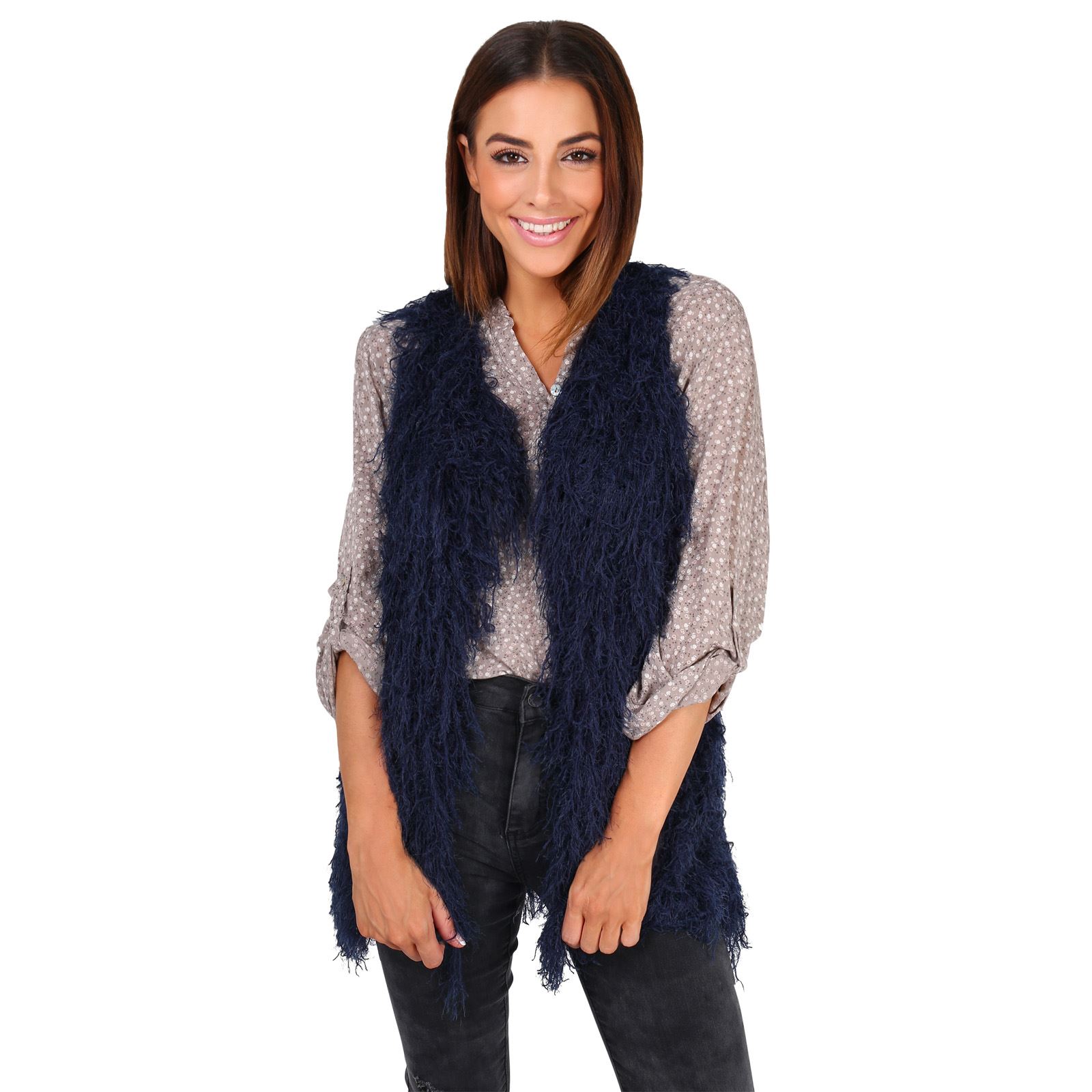 Women Faux Fur Waistcoat Gilet Vest Sleeveless Jacket Ladies Long Shrug