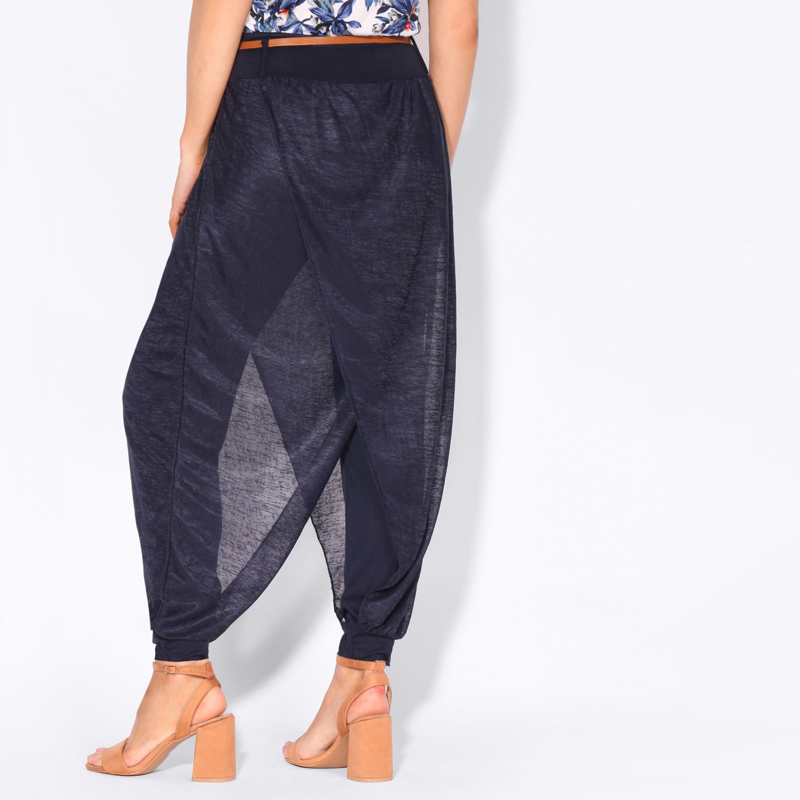 Womens Boho Wrap Over Genie Baggy Casual Summer Harem Trousers Pants