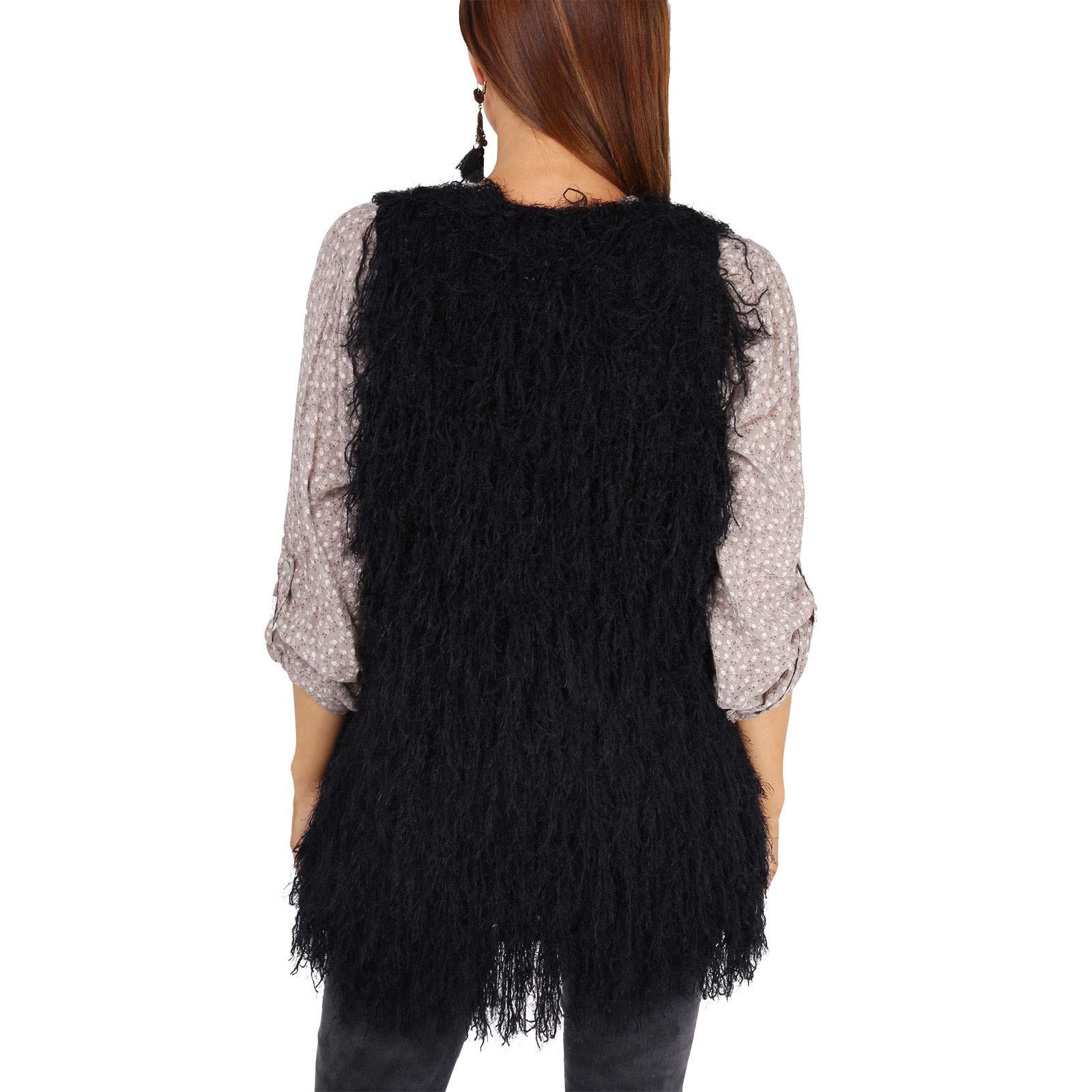 Women Faux Fur Waistcoat Gilet Vest Sleeveless Jacket Ladies Long Shrug