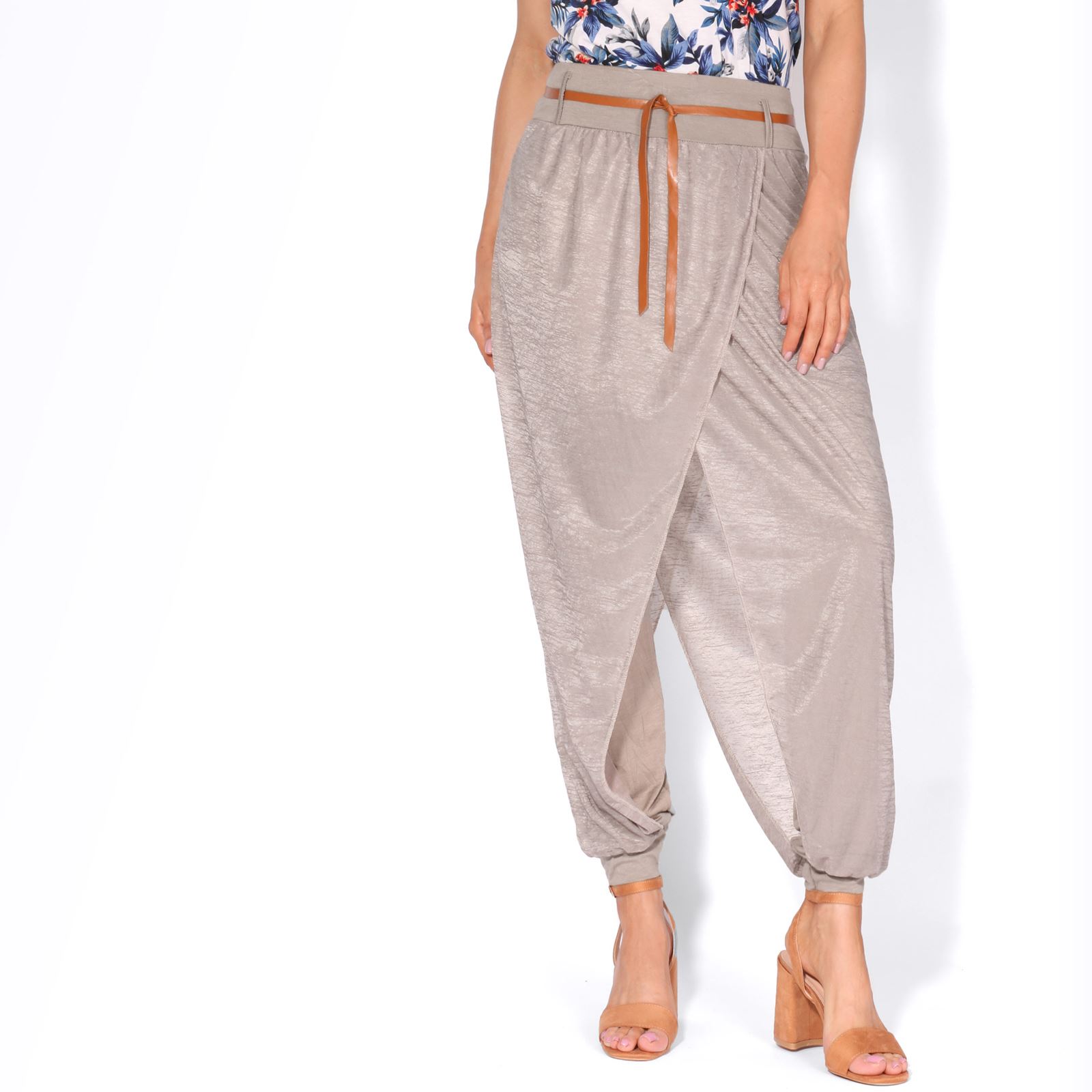 Womens Boho Wrap Over Genie Baggy Casual Summer Harem Trousers Pants
