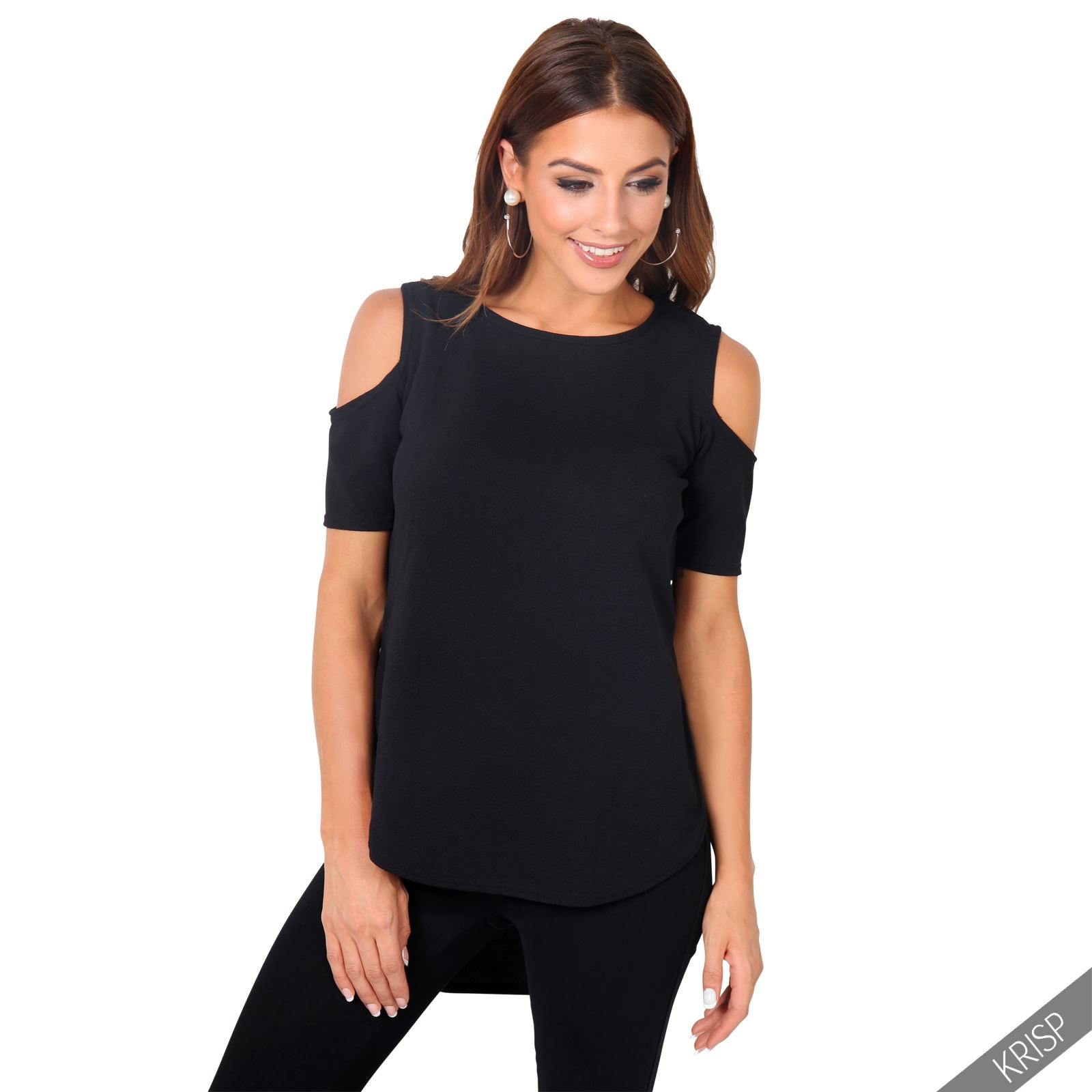 Dip Hem Cold Shoulder Wine Red Sparkle T Shirt