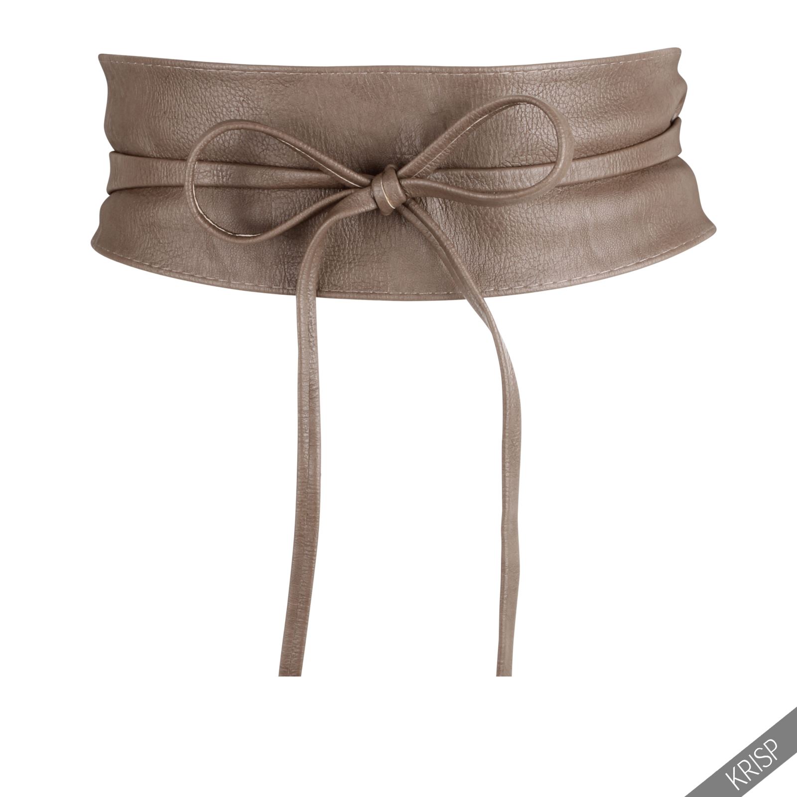 Women Soft Faux Leather Wide Self Tie Wrap Around Obi Waist Band Cinch