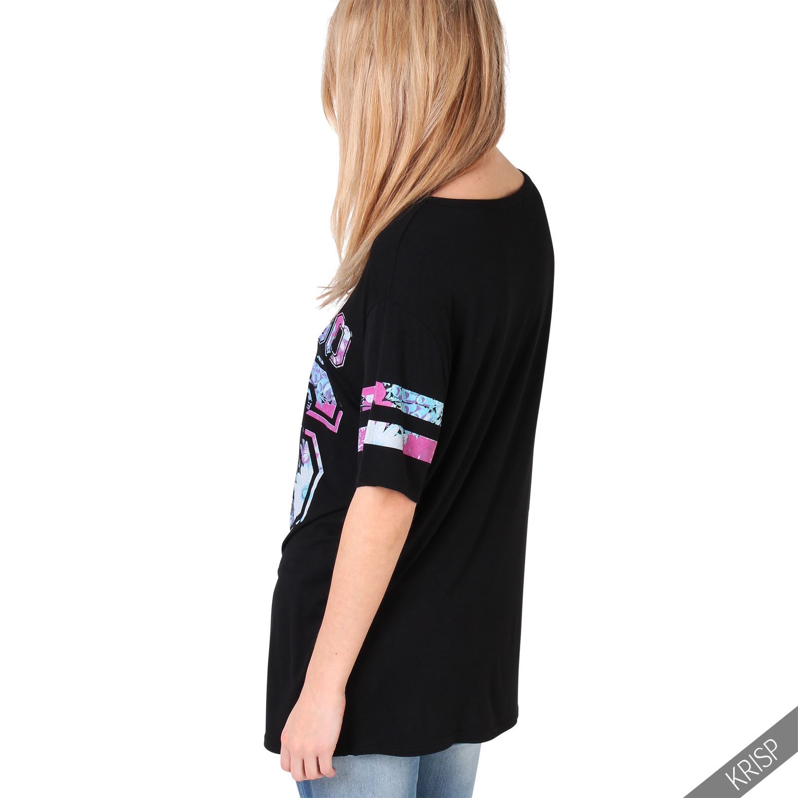 UK Womens Baggy Oversized Varsity American Baseball Long Jersey Tshirt