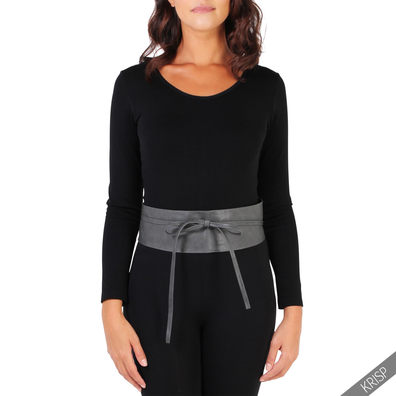 Women Soft Faux Leather Wide Self Tie Wrap Around Obi Waist Band Cinch