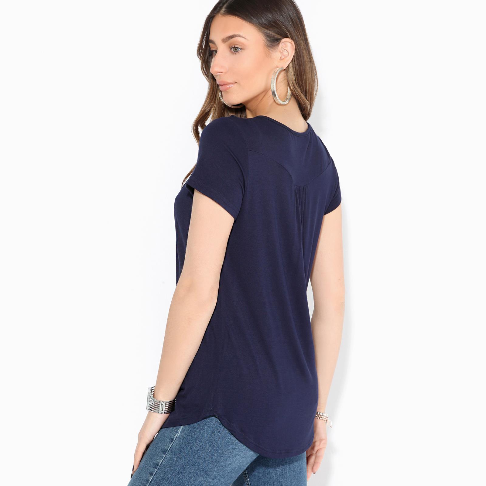 Mujeres Mangas Cortas Suelto Prenda para el torso Damas Acampanada Camiseta Informal Blusa de Verano Plus - Imagen 5 de 7