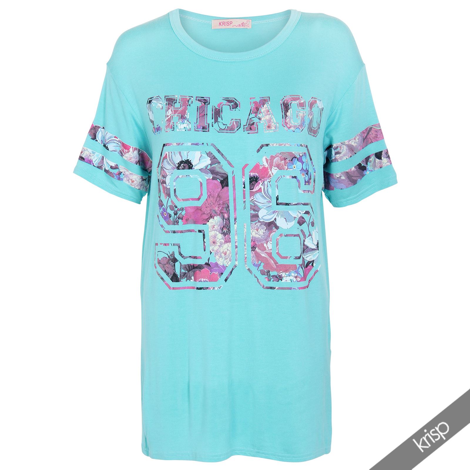 UK Womens Baggy Oversized Varsity American Baseball Long Jersey T-shirt Top | eBay