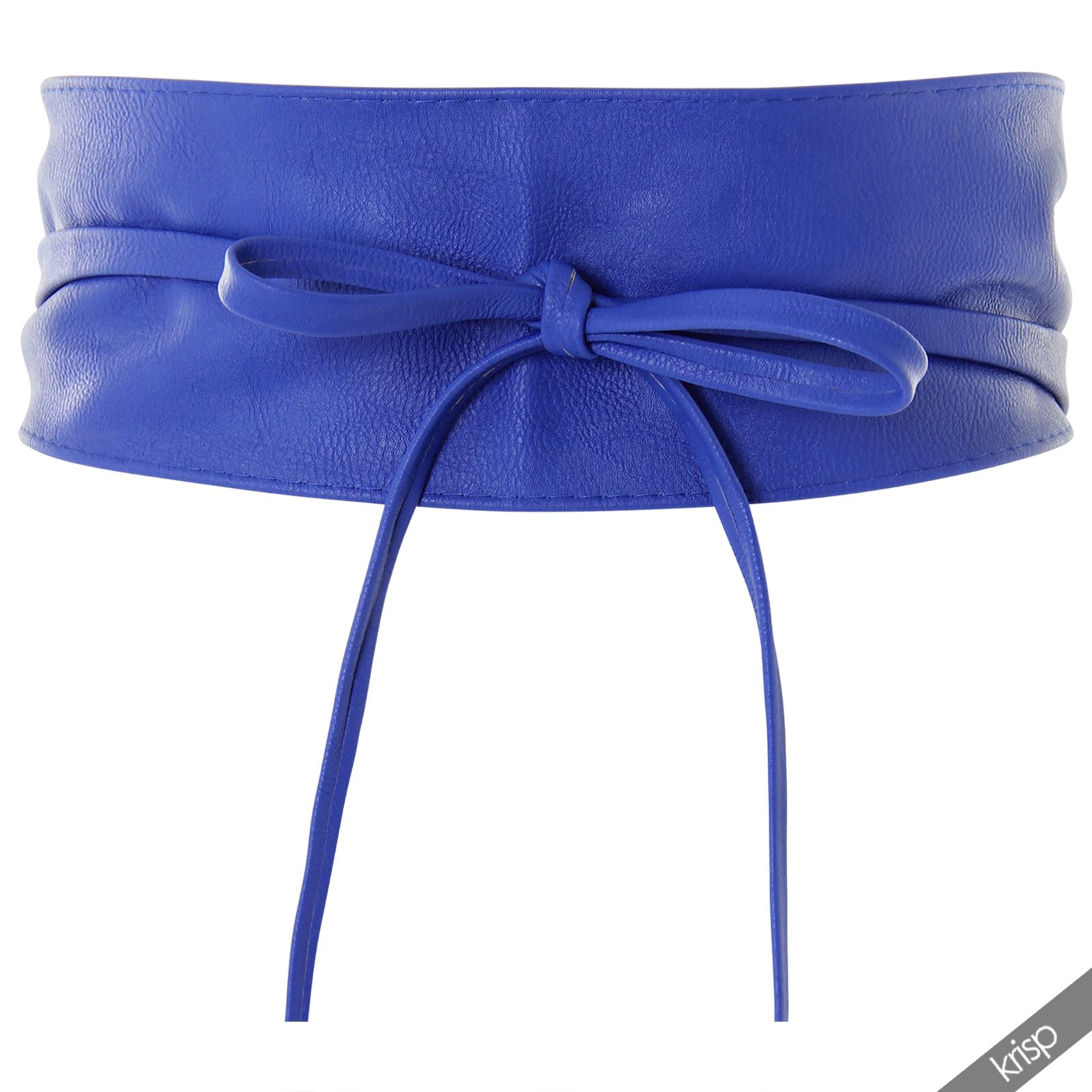 Women Soft Faux Leather Wide Self Tie Wrap Around Obi Waist Band Cinch