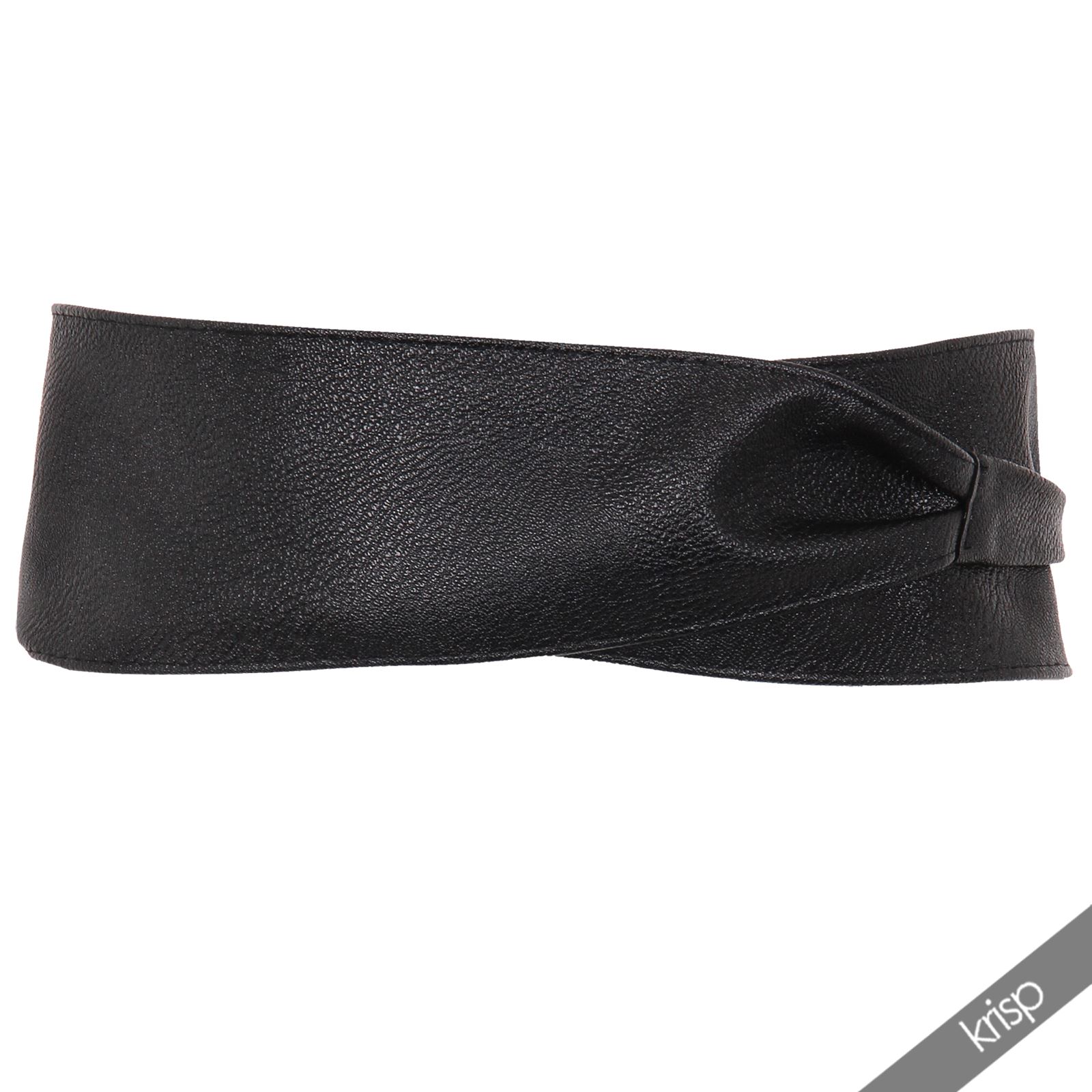 Women Soft Faux Leather Wide Self Tie Wrap Around Obi Waist Band Cinch