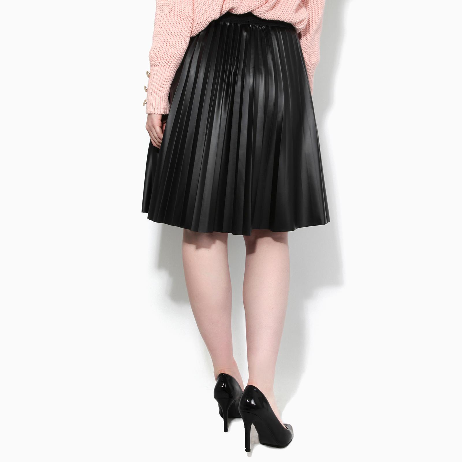 faux leather skirt knee length
