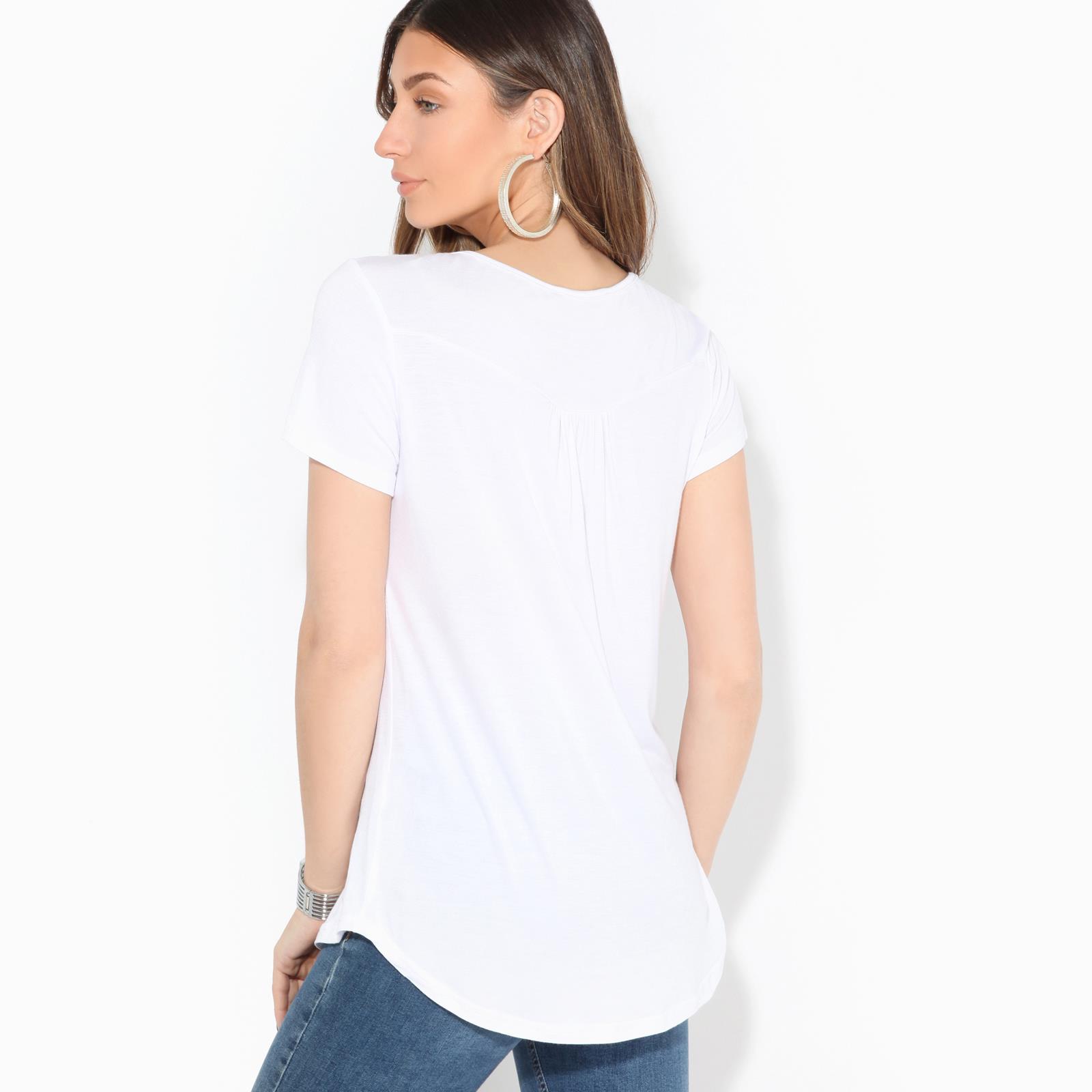 Mujeres Mangas Cortas Suelto Prenda para el torso Damas Acampanada Camiseta Informal Blusa de Verano Plus - Imagen 7 de 7