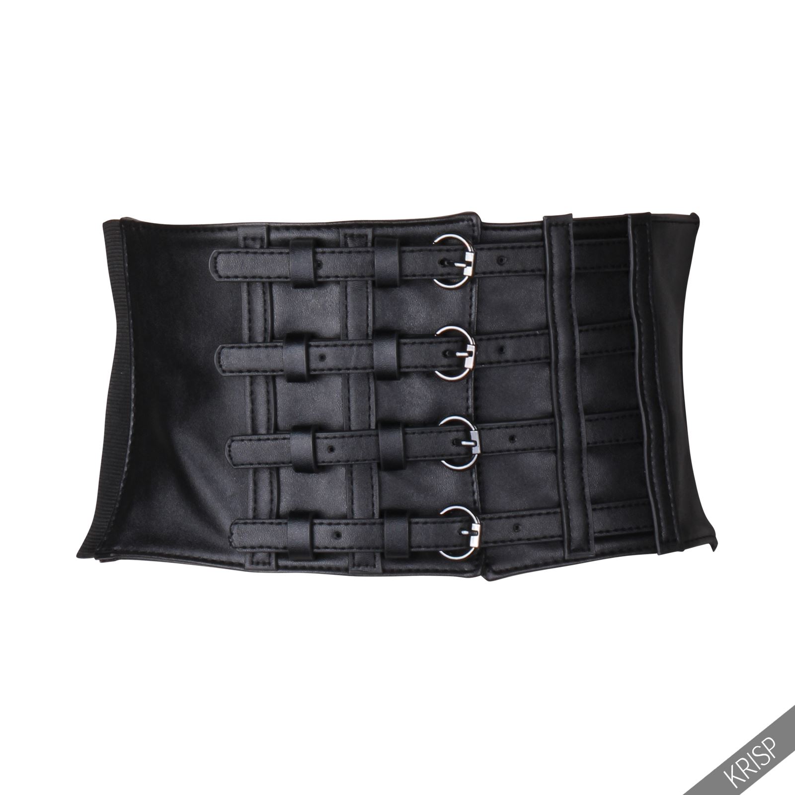 Women Boho Wide Elastic Leather Buckle Corset Cincher Waspie Obi Belt