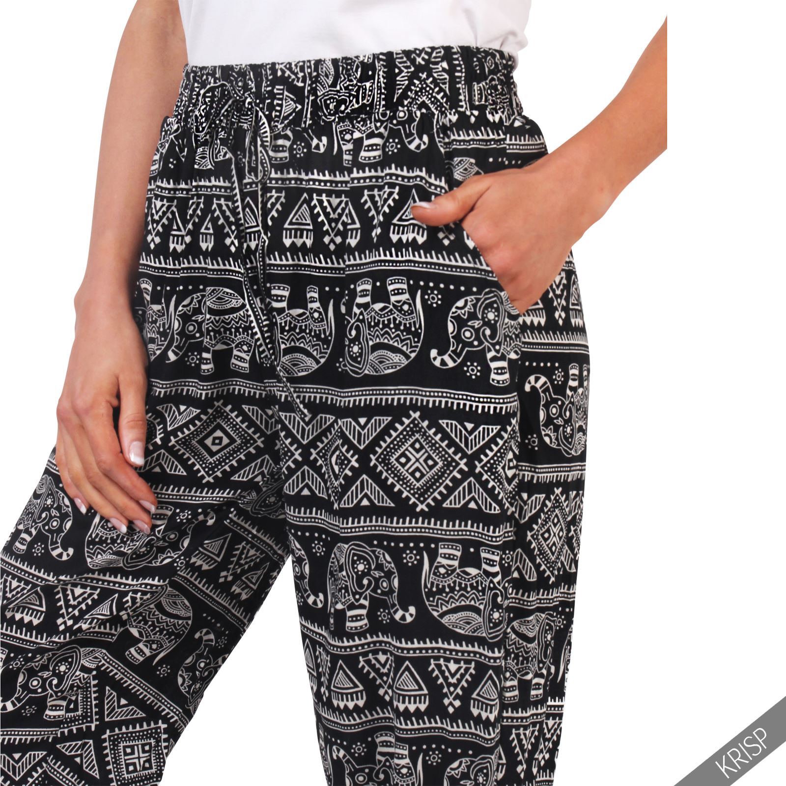 Womens Ladies Hippie High Waisted Baggy Leg Summer Harem Trousers Pants