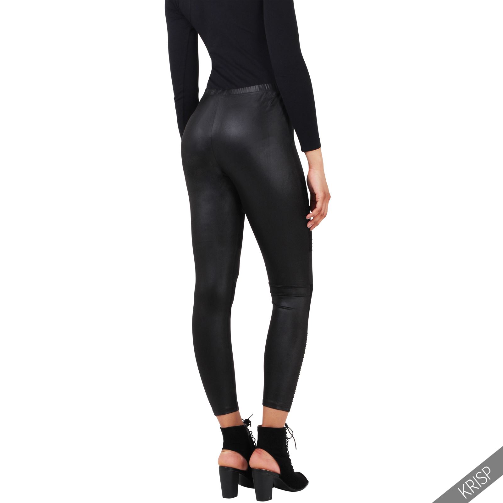 Womens Wet Look PU Leather Stretch Skinny Sexy Jeans Trousers Pants