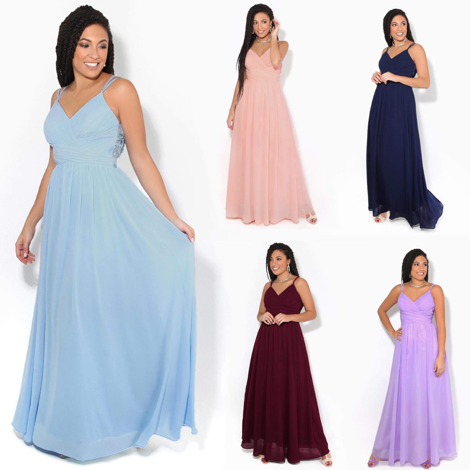 Women Ladies Strappy Backless Chiffon Maxi Dress Wedding Bridesmaid Formal  Party | eBay