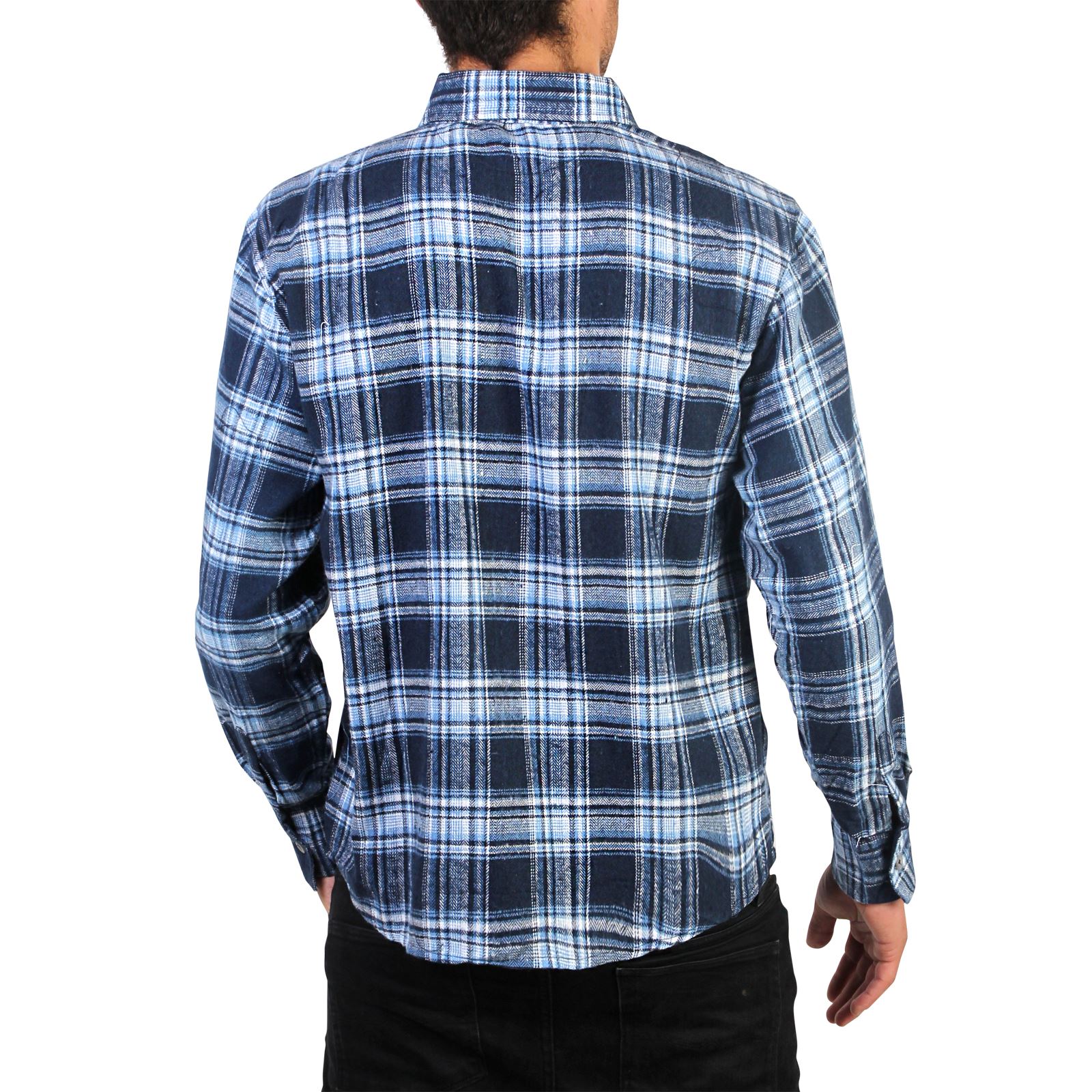 Mens Flannel Brushed Cotton Lumberjack Check Long Sleeve Shirt Work