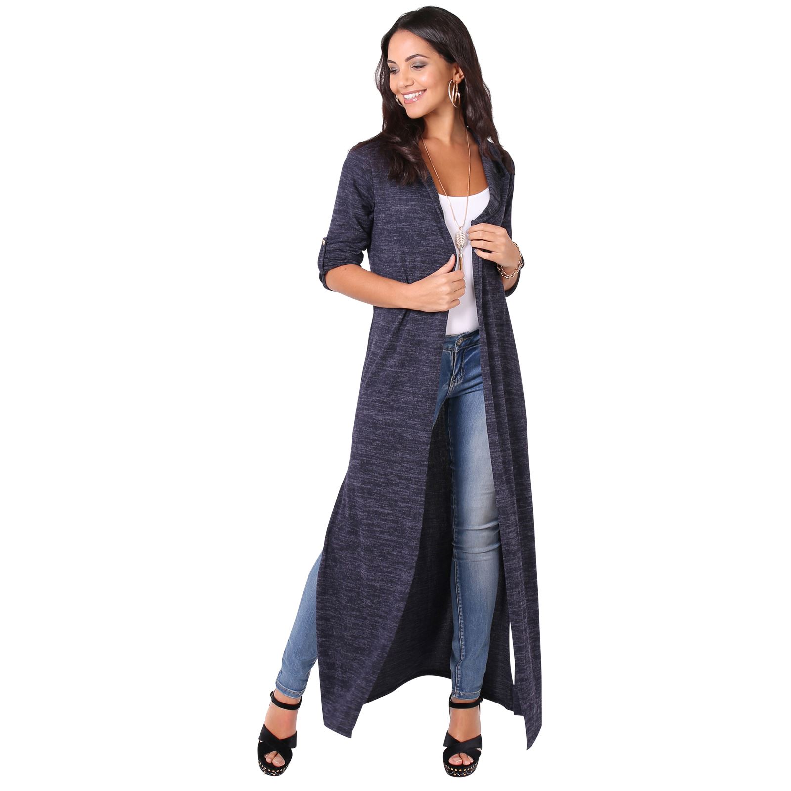 Womens Soft Knit Hooded Long Cardigan Sweater Shrug Duster Coat US eBay