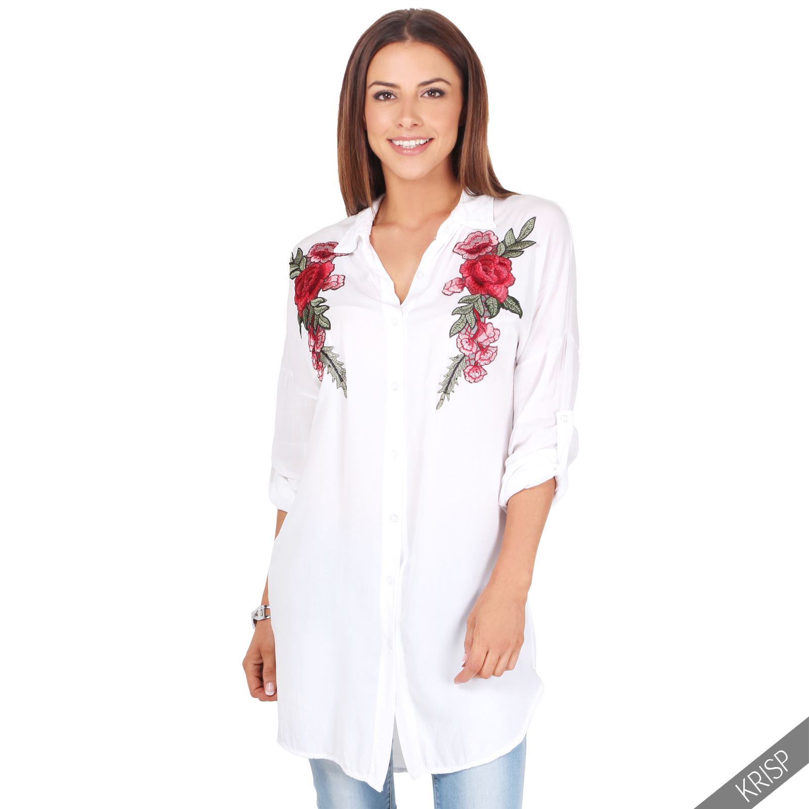 womens flower embroidered sleeve vintage shirt womens flower embroidered sleeve vintage shirt