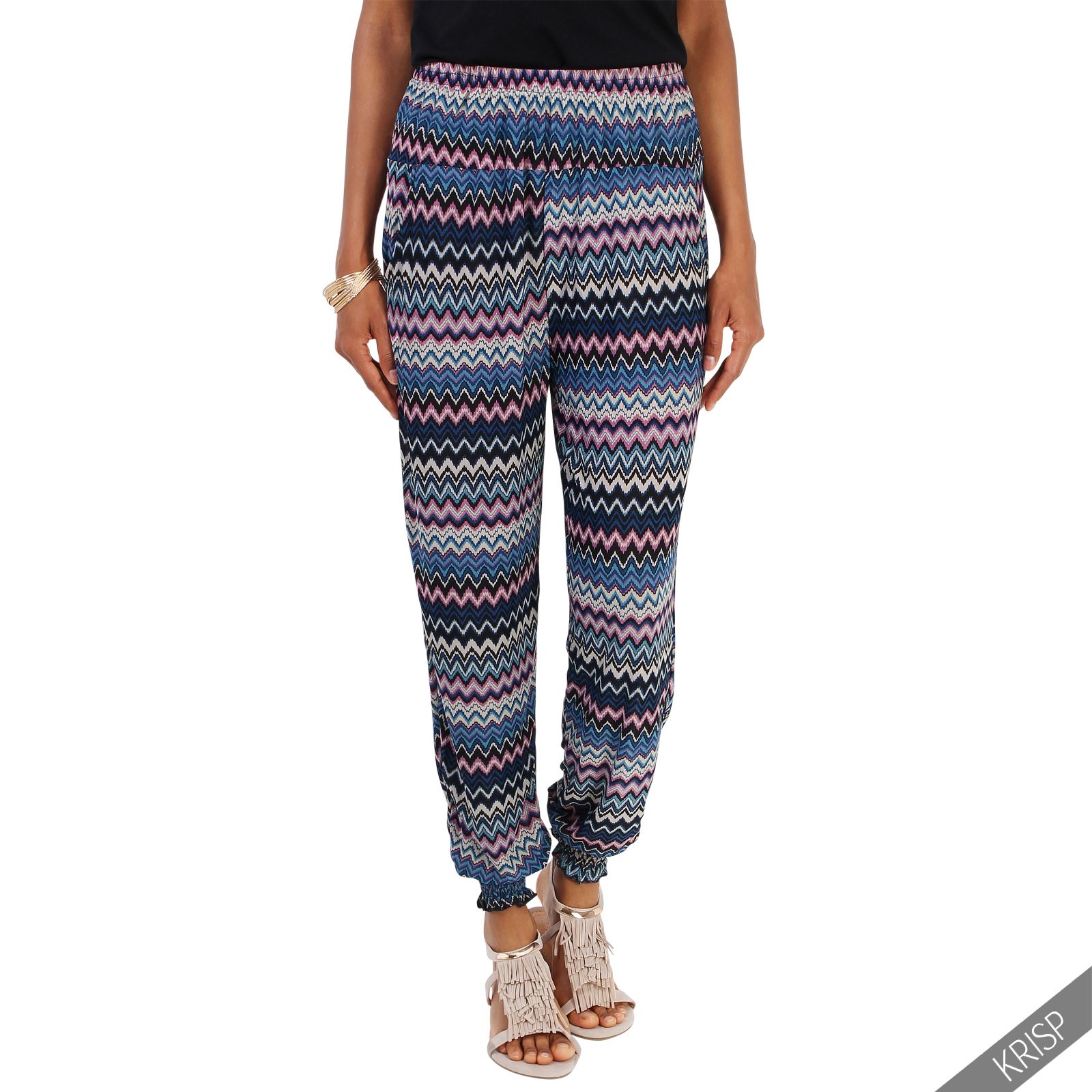 Womens Boho Printed Festival Summer Stretch Baggy Smock Ali Harem