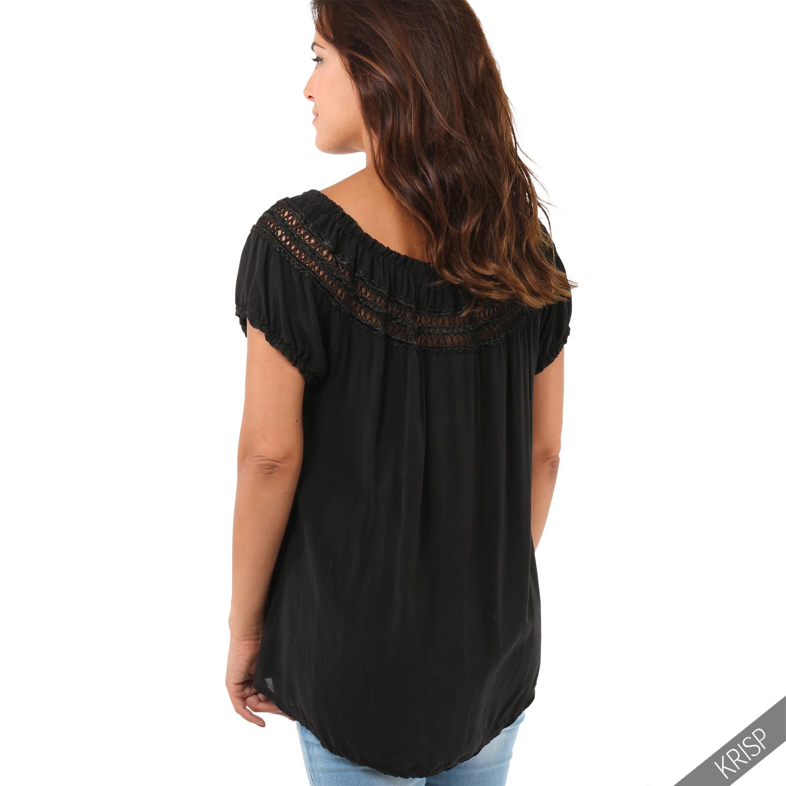 Womens Gypsy Boho Loose Lightweight Off Shoulder Top Blouse Summer