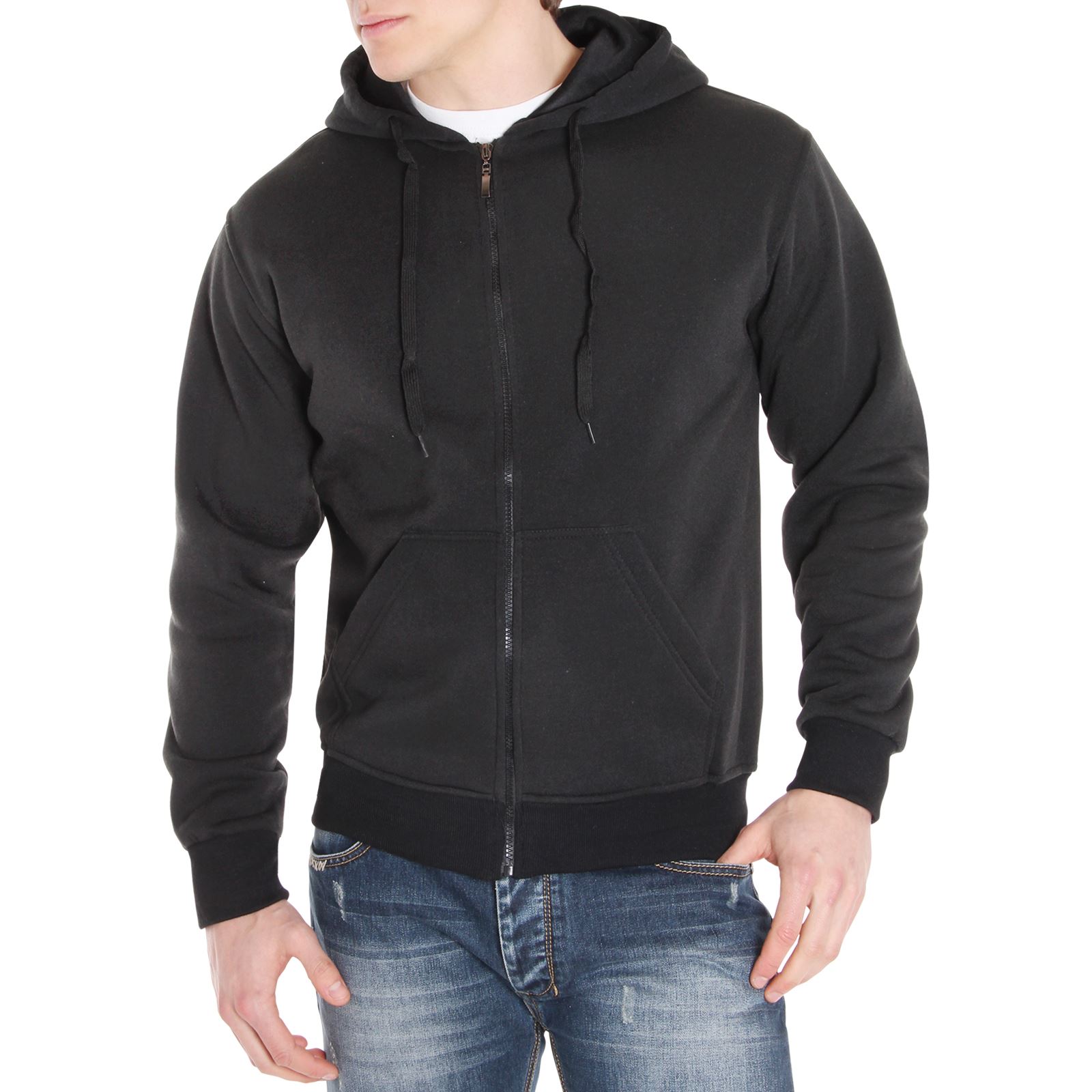 Men Plain Fleece Warm Hoodie Hooded Sport Sweatshirt Top Jumper Sweater