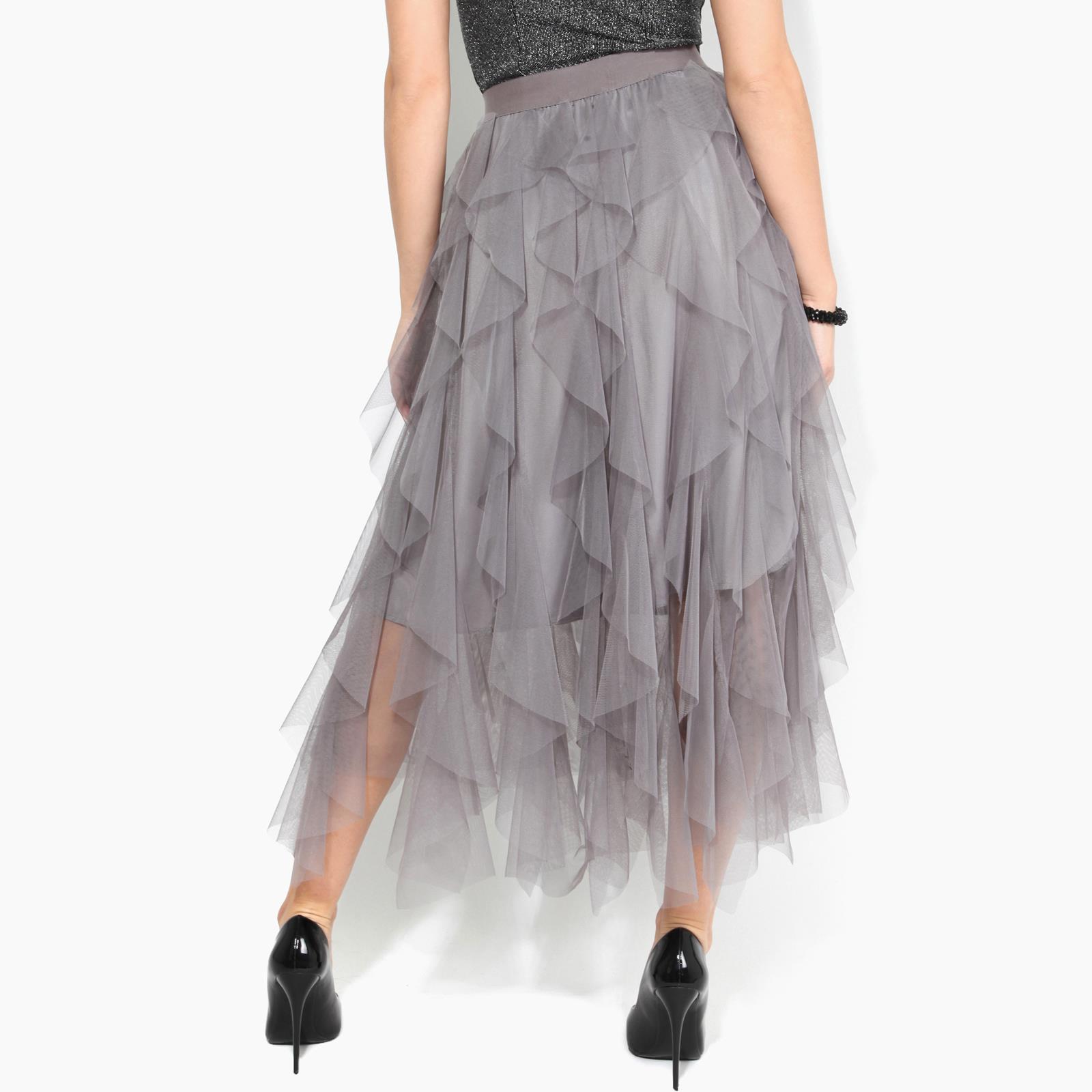 Womens Ladies Tutu Midi Skirt Layered Mesh Elastic Waist ...