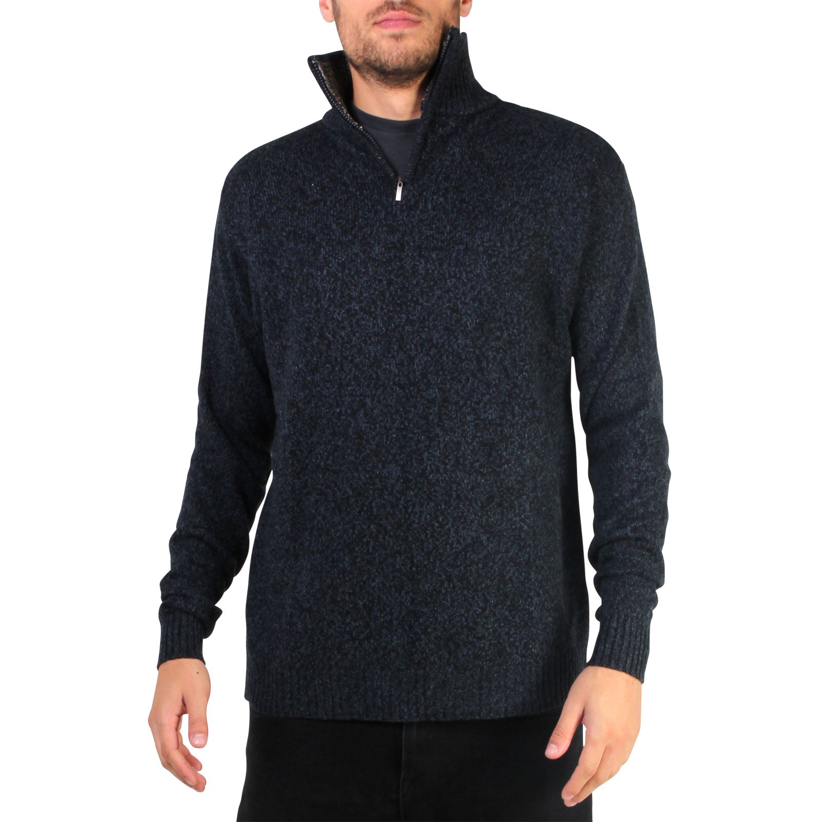 Hommes Pull Col Montant Fermeture Éclair Manche Longue Laine Tricot Sweat Chaud eBay