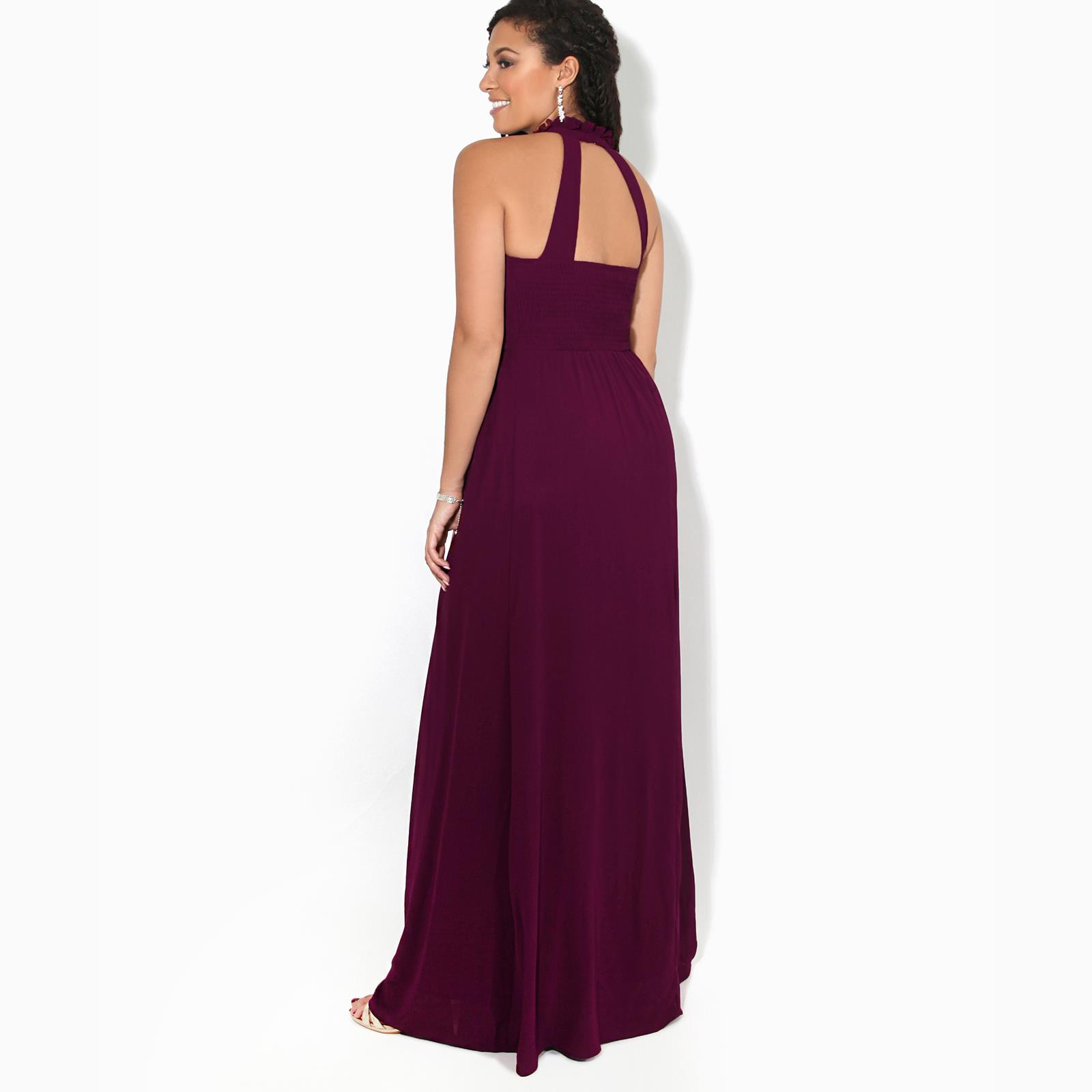 Women Ladies Halter Neck Chiffon Long Maxi Dress Wedding Bridesmaid Formal Party - Picture 27 of 28