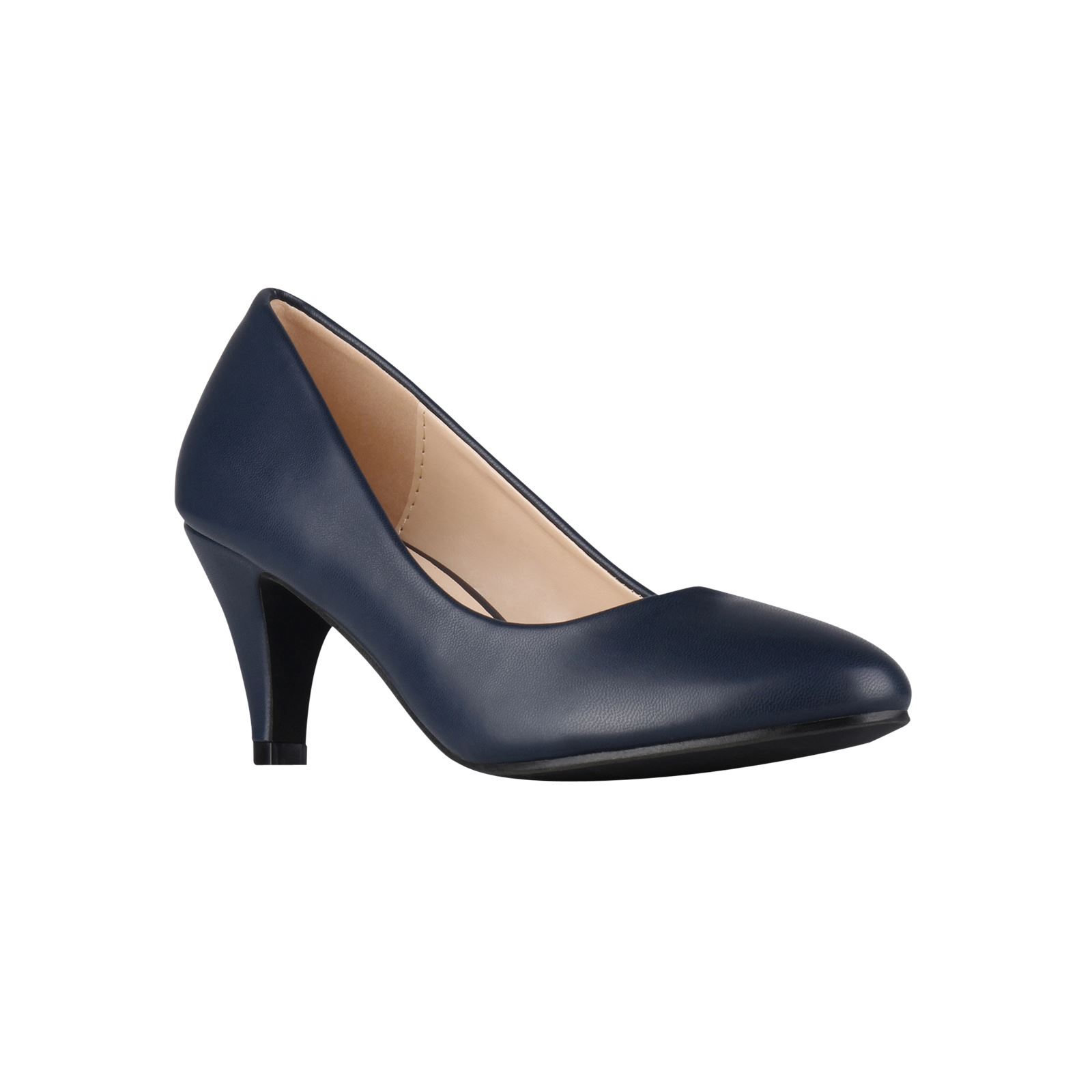 Womens Ladies Mid Heel Court Shoes Slip On Low Kitten Heels Pumps Matte