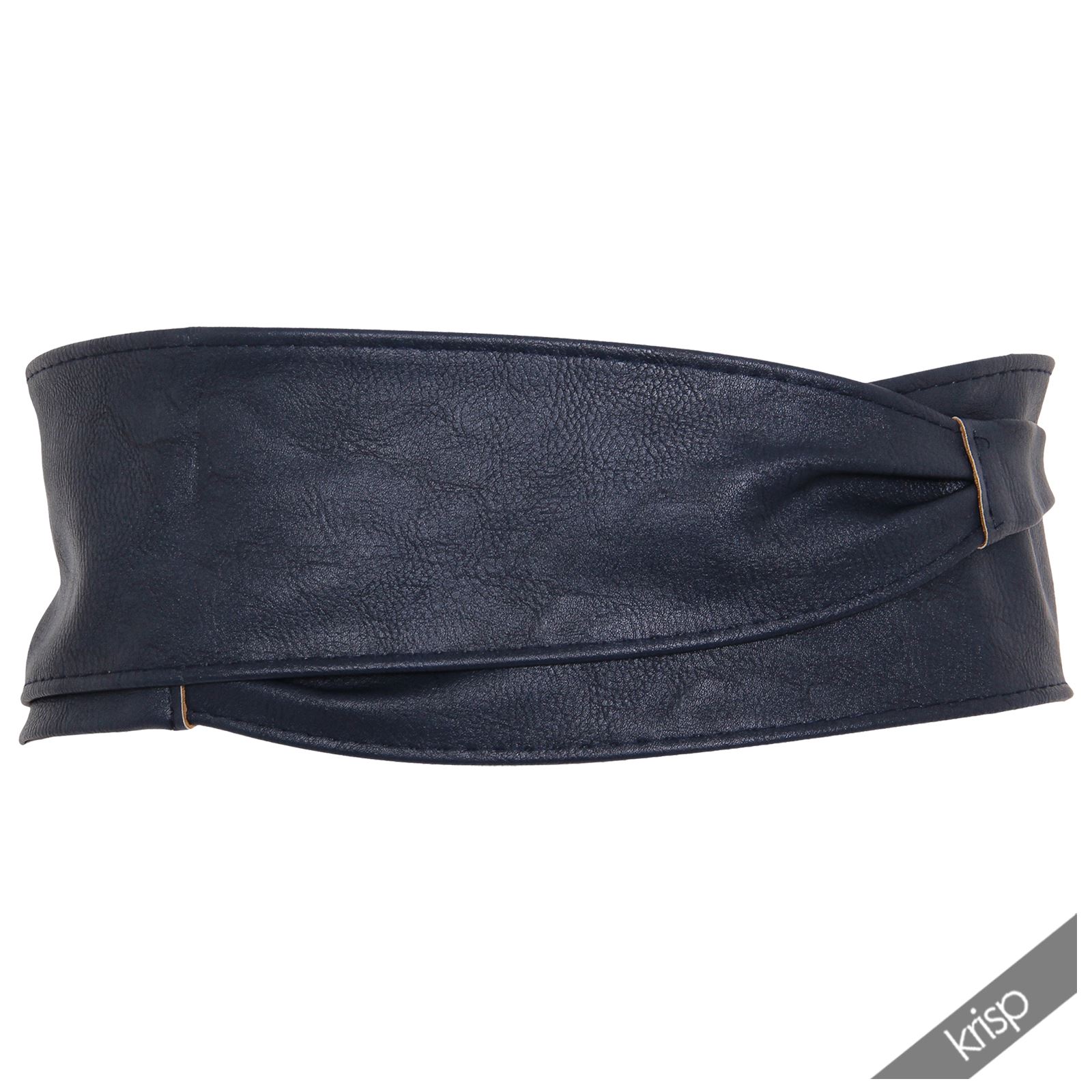 Women Soft Faux Leather Wide Self Tie Wrap Around Obi Waist Band Cinch